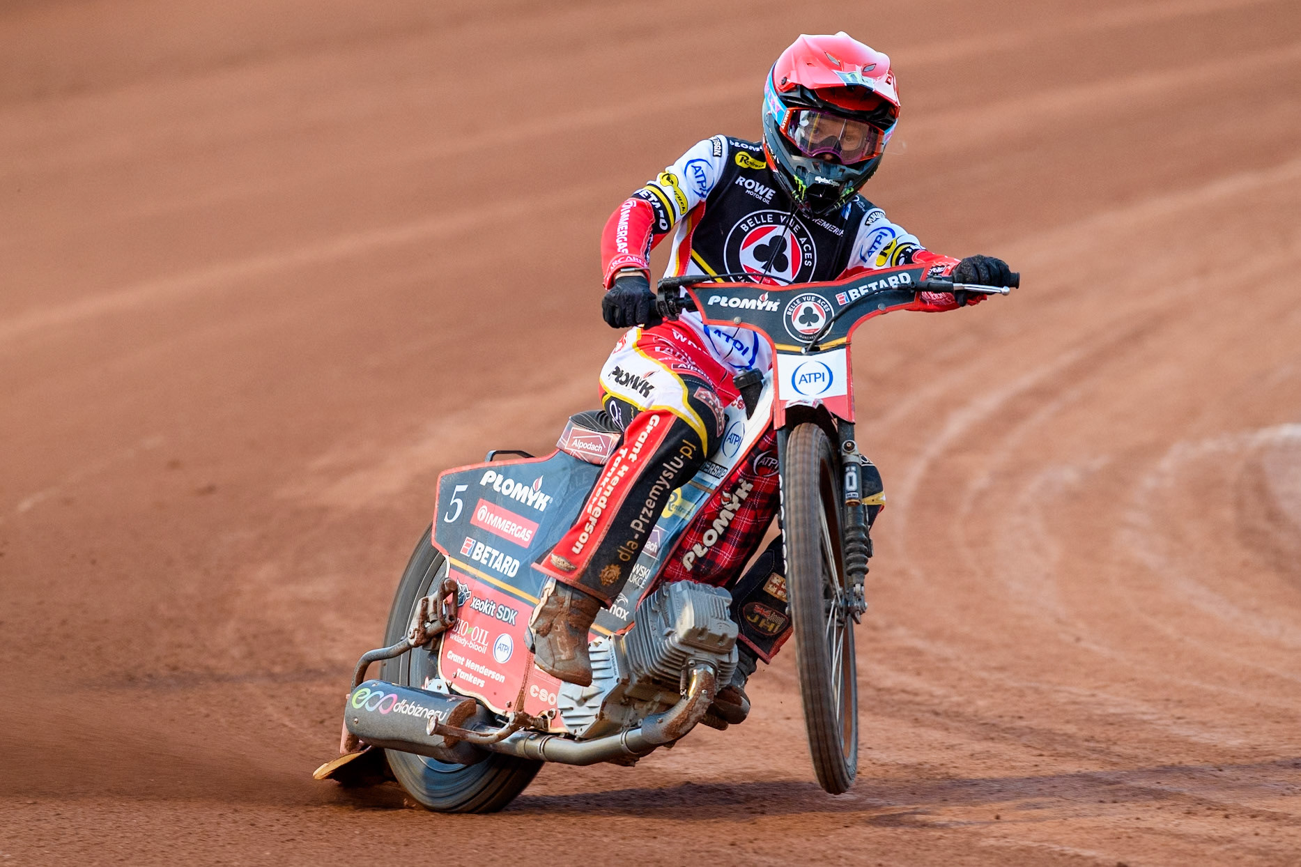 Belle Vue Aces' Dan Bewley in action during the Rowe Motor Oil Premiership match between Belle Vue Aces and Leicester Lions at the National Speedway Stadium, Manchester on Monday 19th May 2025. (Photo: Ian Charles | MI News)