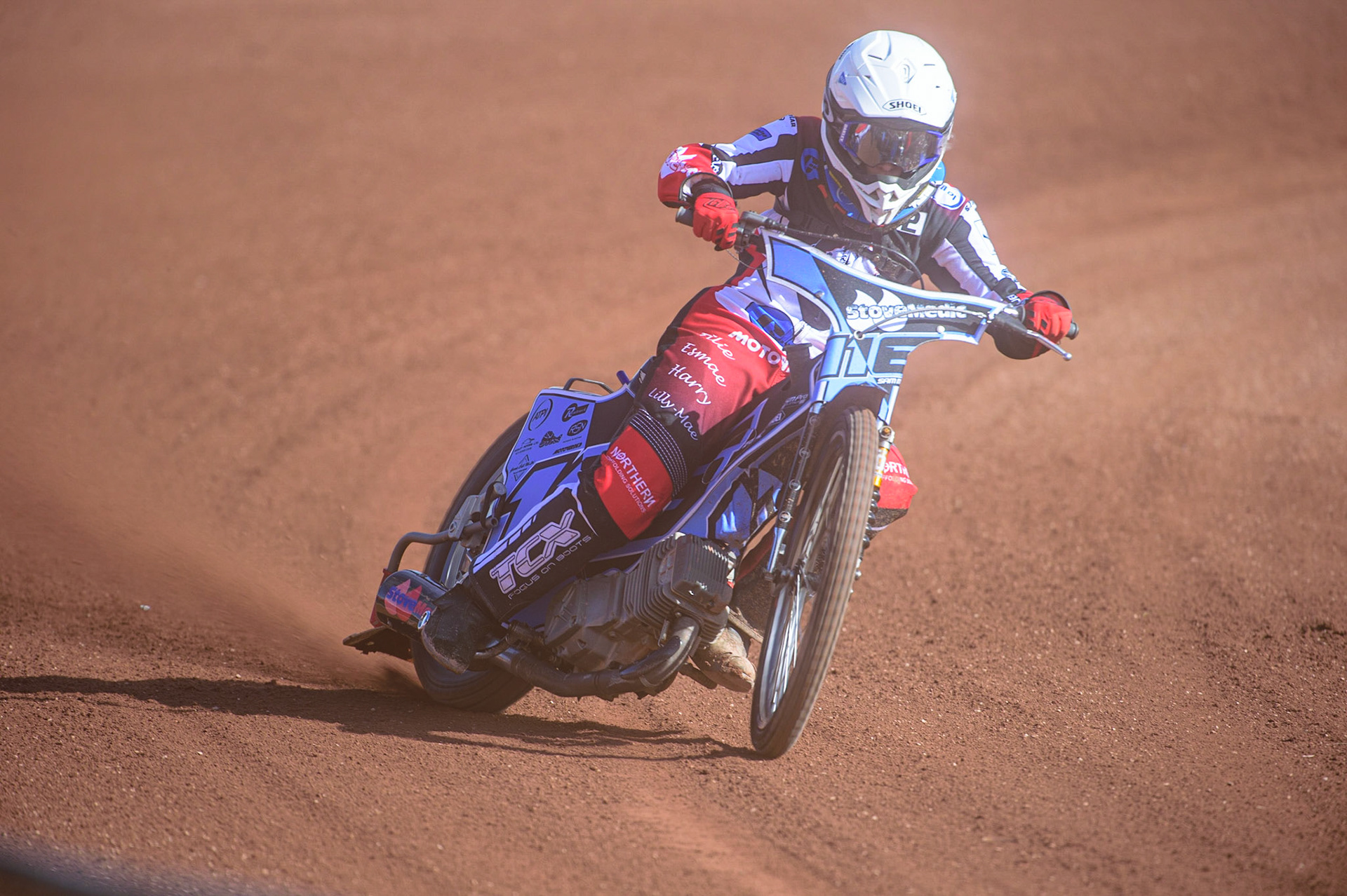 MANCHESTER, UK. MAR 14TH Sam McGurk in action during the Belle Vue Speedway Media Day at the National Speedway Stadium, Manchester on Monday 14th March 2022. (Credit: Ian Charles | MI News)