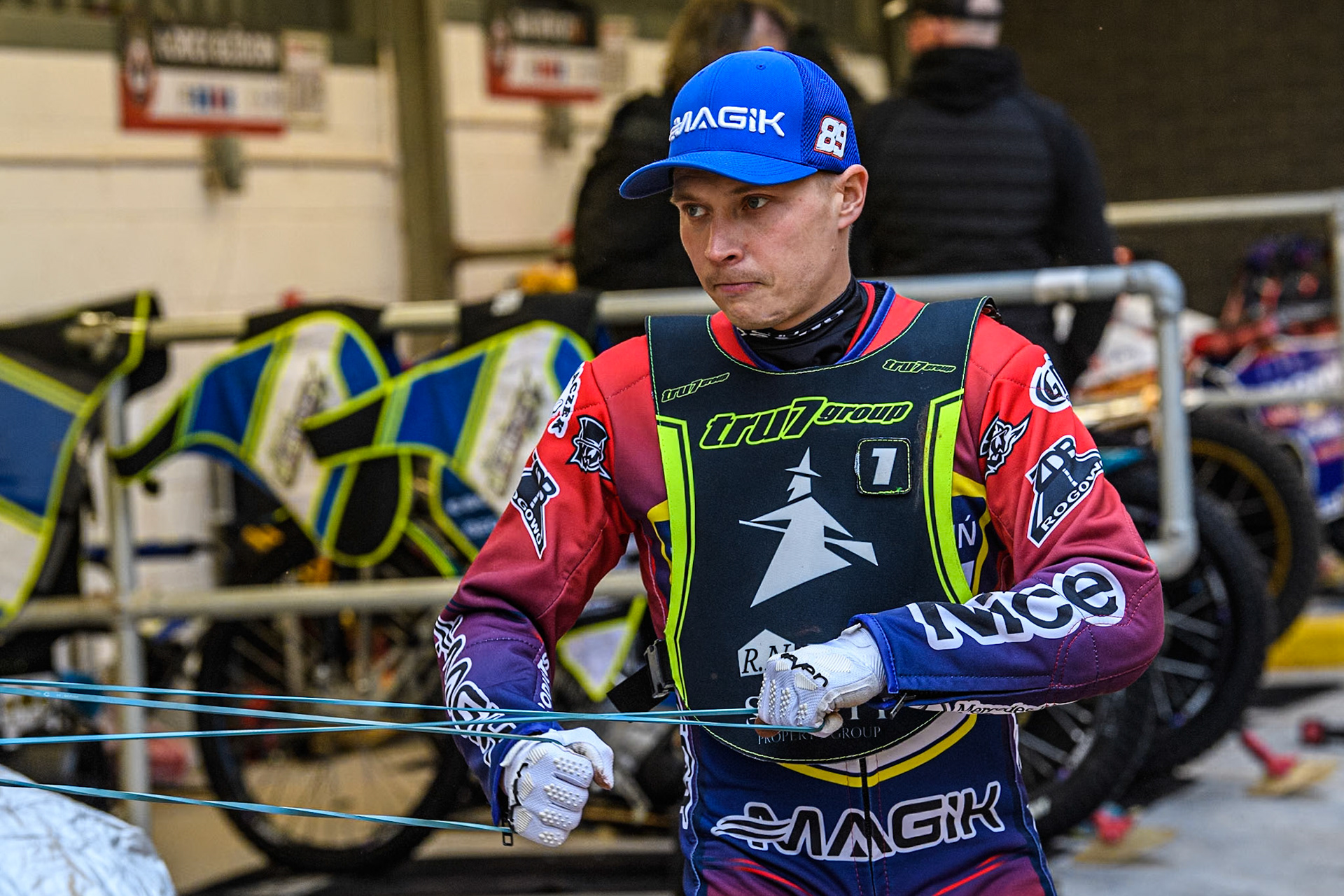 Ipswich Witches' Emil Sayfutdinov warms up during the Rowe Motor Oil Premiership match between Belle Vue Aces and Ipswich Witches at the National Speedway Stadium, Manchester on Monday 22nd April 2024. (Photo: Ian Charles | MI News)