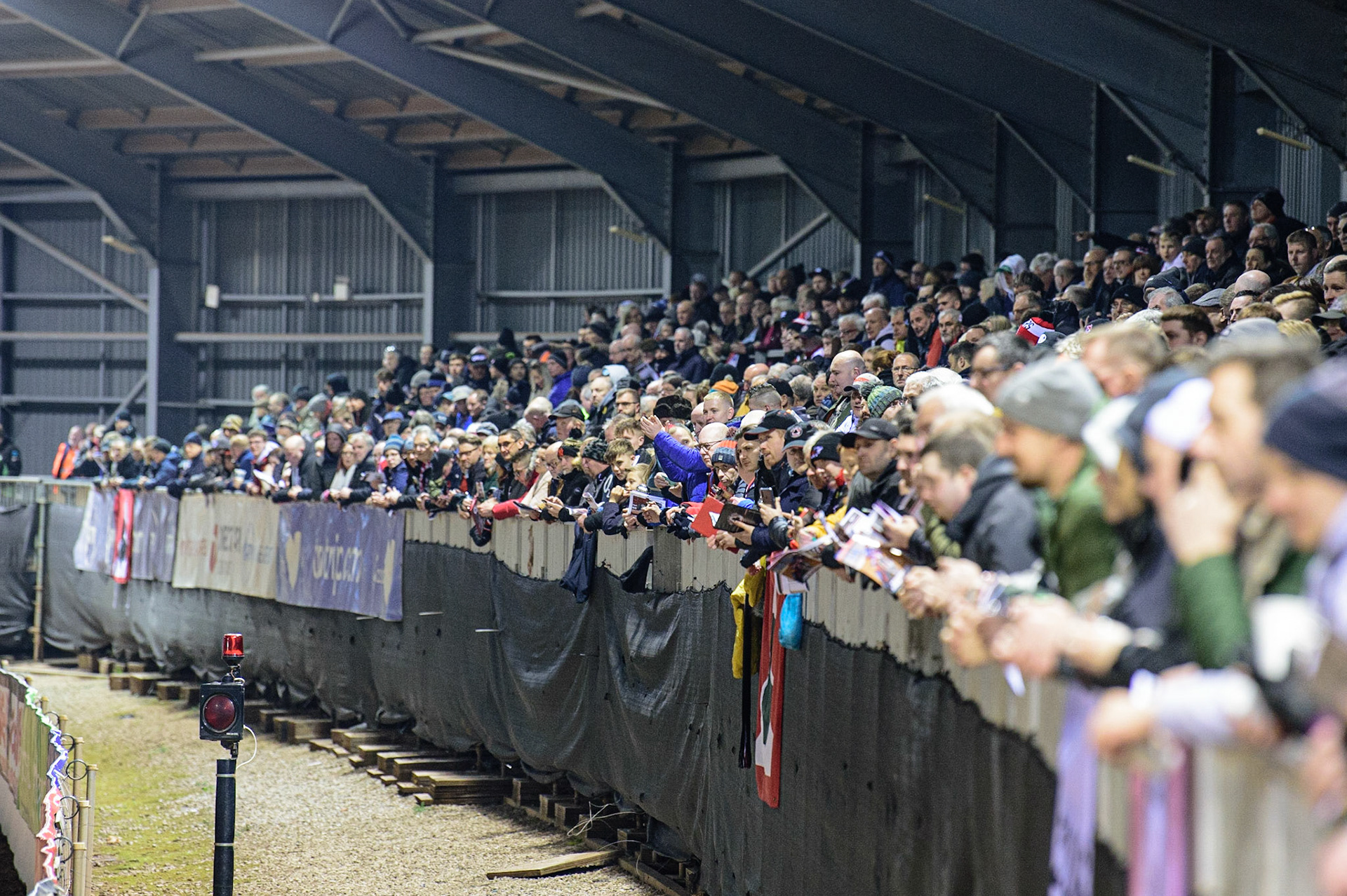 MANCHESTER, UK. MAR 21ST. A packed south stand at the National Speedway Stadium during the ATPI Peter Craven Memorial Trophy at the National Speedway Stadium, Manchester on Monday 21st March 2022. (Credit: Ian Charles | MI News)