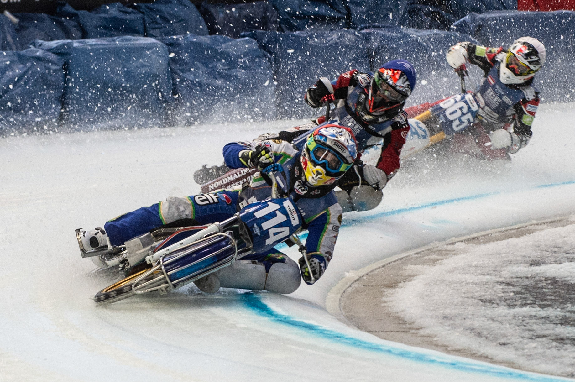 Photo: Ian Charles

Dinar Valeev (114) leads Ove Ledström (97) and Charly Ebner (665)

FIM Ice Speedway Gladiators World Championship, Event 4.2, Max-Aicher-Arena, Inzell, Germany, Sunday 17 March 2019