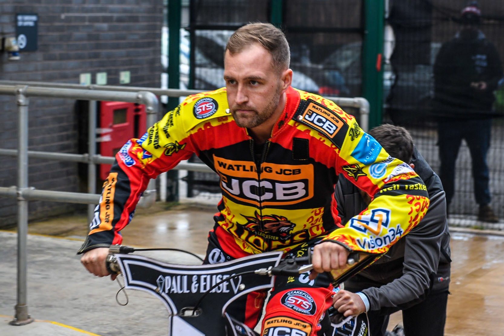 Leicester Lion Cubs' Luke Crang during the WSRA  National Development League match between Belle Vue Colts and Leicester Lion Cubs at the National Speedway Stadium, Manchester on Friday 29th March 2024. (Photo: Ian Charles | MI News)