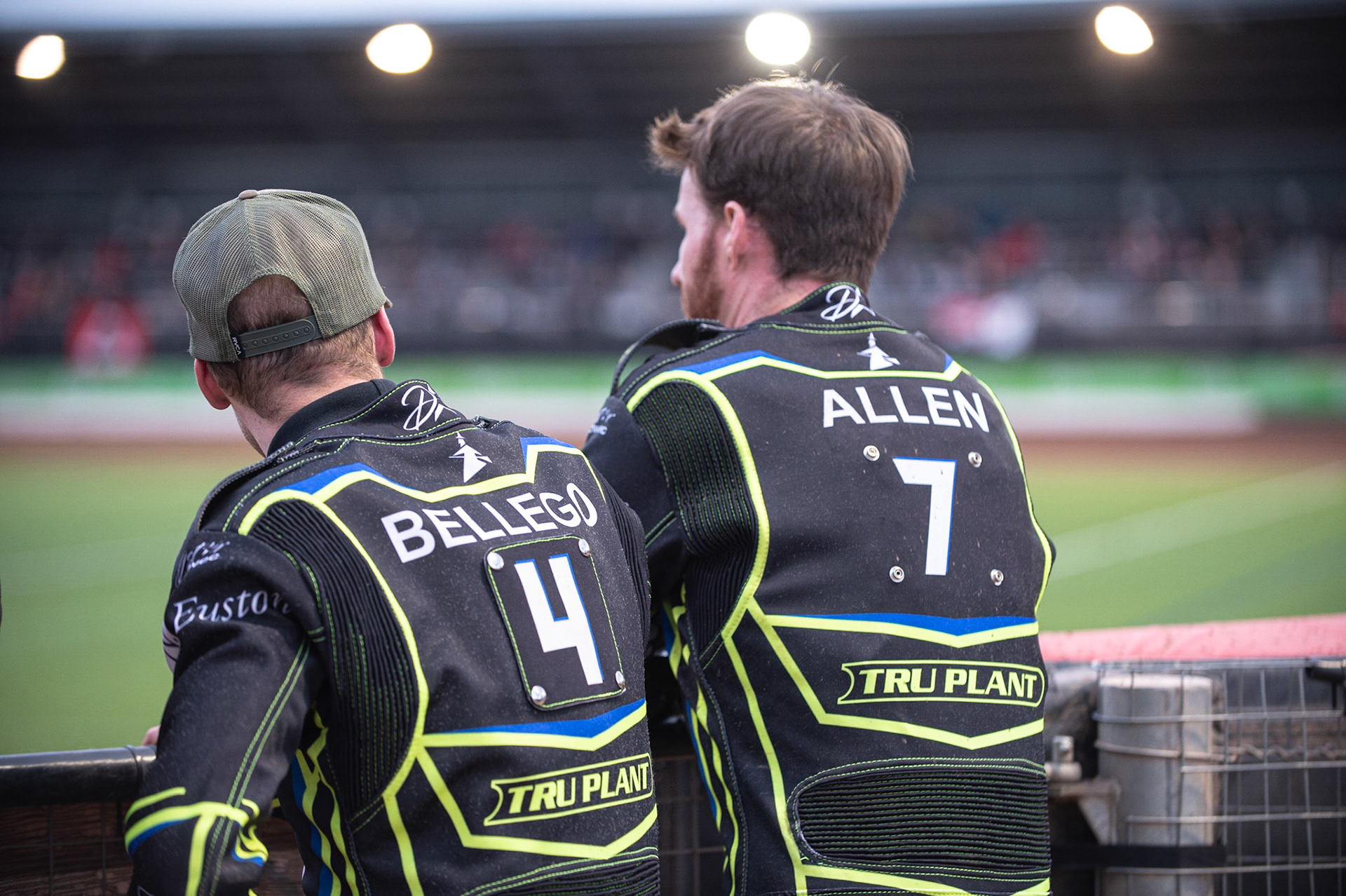 Photo: Ian Charles

David Bellego  and Jake Allen  watch the track prep

Belle Vue Aces v Ipswich Witches, British Speedway Premiership, Belle Vue National Speedway Stadium, Manchester, Monday 3  June  2019