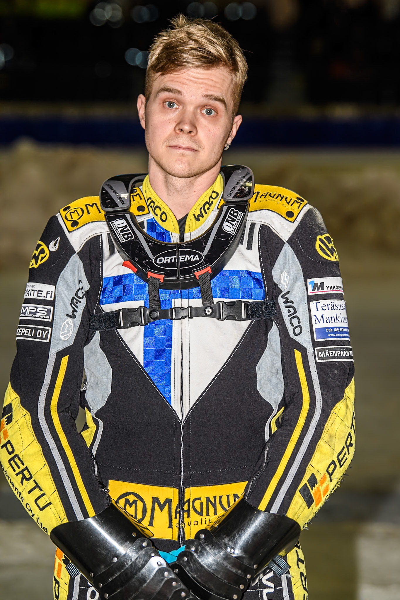 Finland's Heikki Huusko (67) during the FIM Ice Speedway Gladiators World Championship Final 3 at Ice Rink Thialf, Heerenveen on Saturday 6th April 2024. (Photo: Ian Charles | MI News)