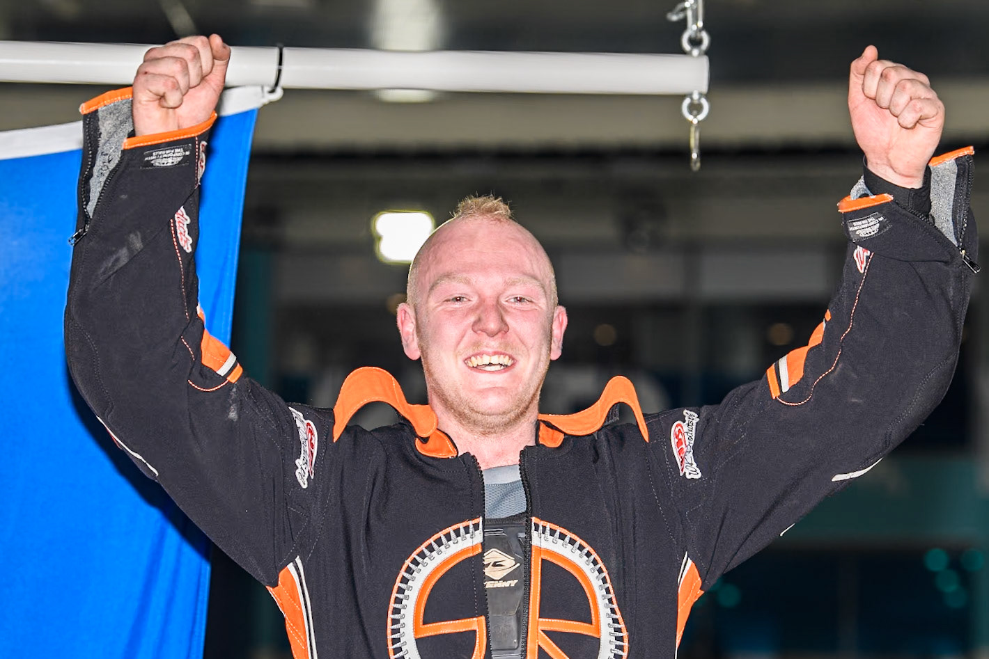 Sebastian Reitsma of The Netherlands celebrates his second place during the Roelof Thijs Bokaal at Ice Rink Thialf, Heerenveen, The Netherlands on Friday 5th April 2024. (Photo: Ian Charles | MI News)