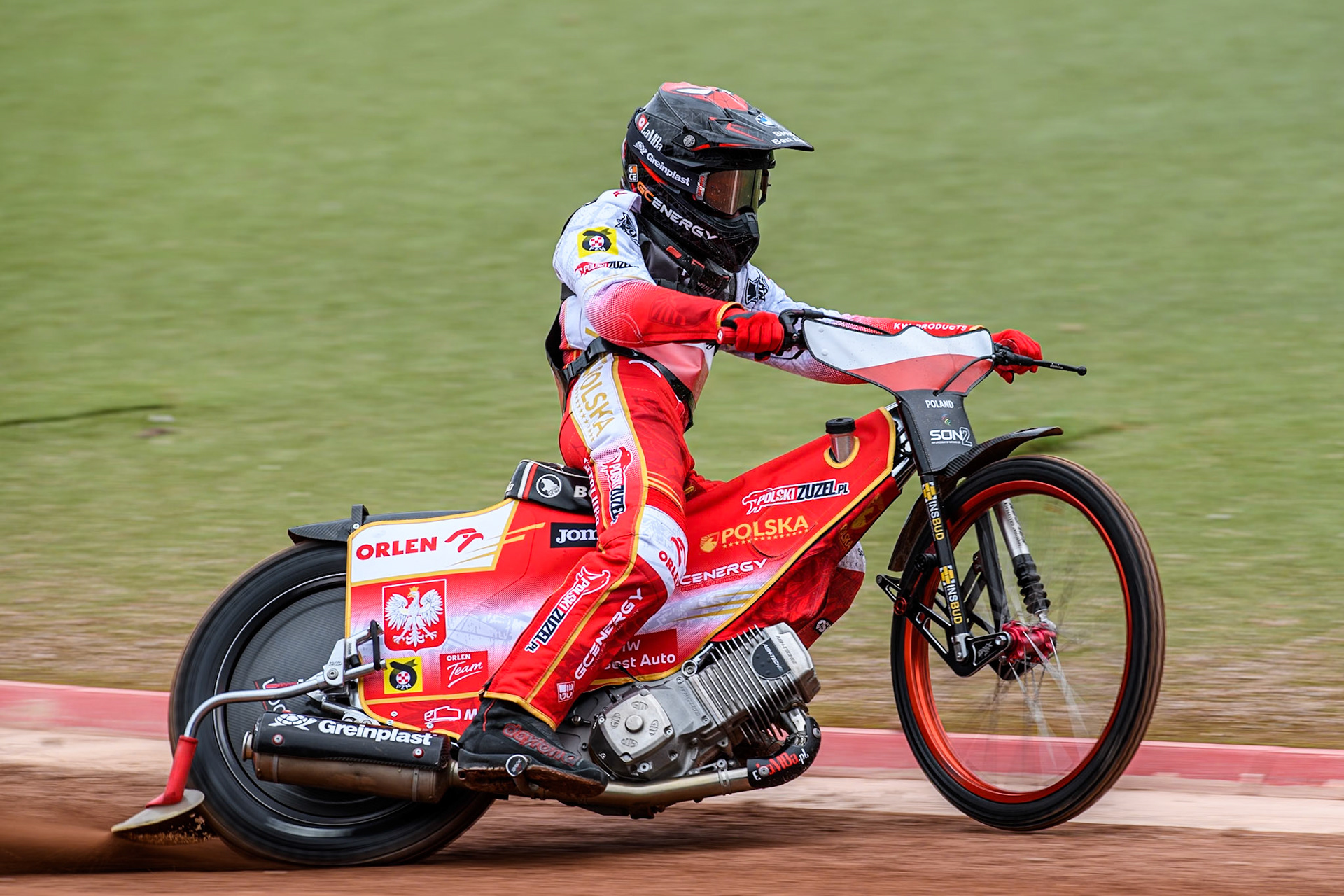 Bartosz Banbor of Poland practices during the Monster Energy FIM Speedway of Nations 2 (Under 21) Final at the National Speedway Stadium, Manchester on Friday 12th July 2024. (Photo: Ian Charles | MI News)
