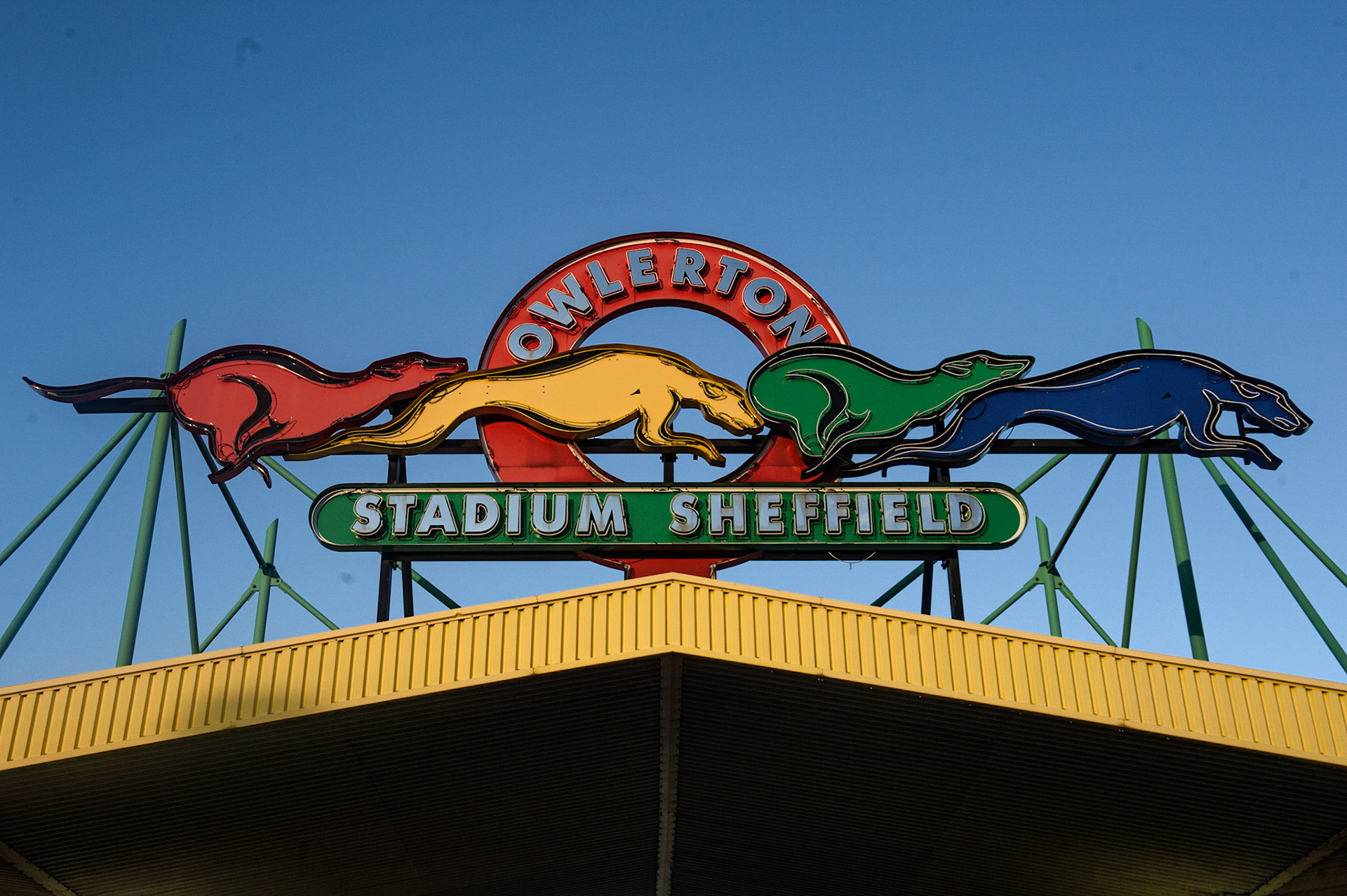 SHEFFIELD, UK. OCT 4THThe main entrance to Owlerton Stadium during the SGB Premiership Semi Final Playoff 1st Leg between Sheffield Tigers and Belle Vue Aces at Owlerton Stadium, Sheffield on Monday 4th October 2021. (Credit: Ian Charles | MI News)