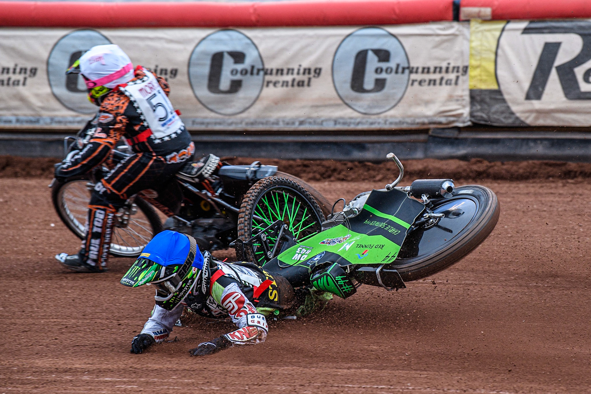 Charlie Southwick  falls during the British Youth Championships at the National Speedway Stadium, Manchester on Friday 12th May 2023. (Photo: Ian Charles | MI News)