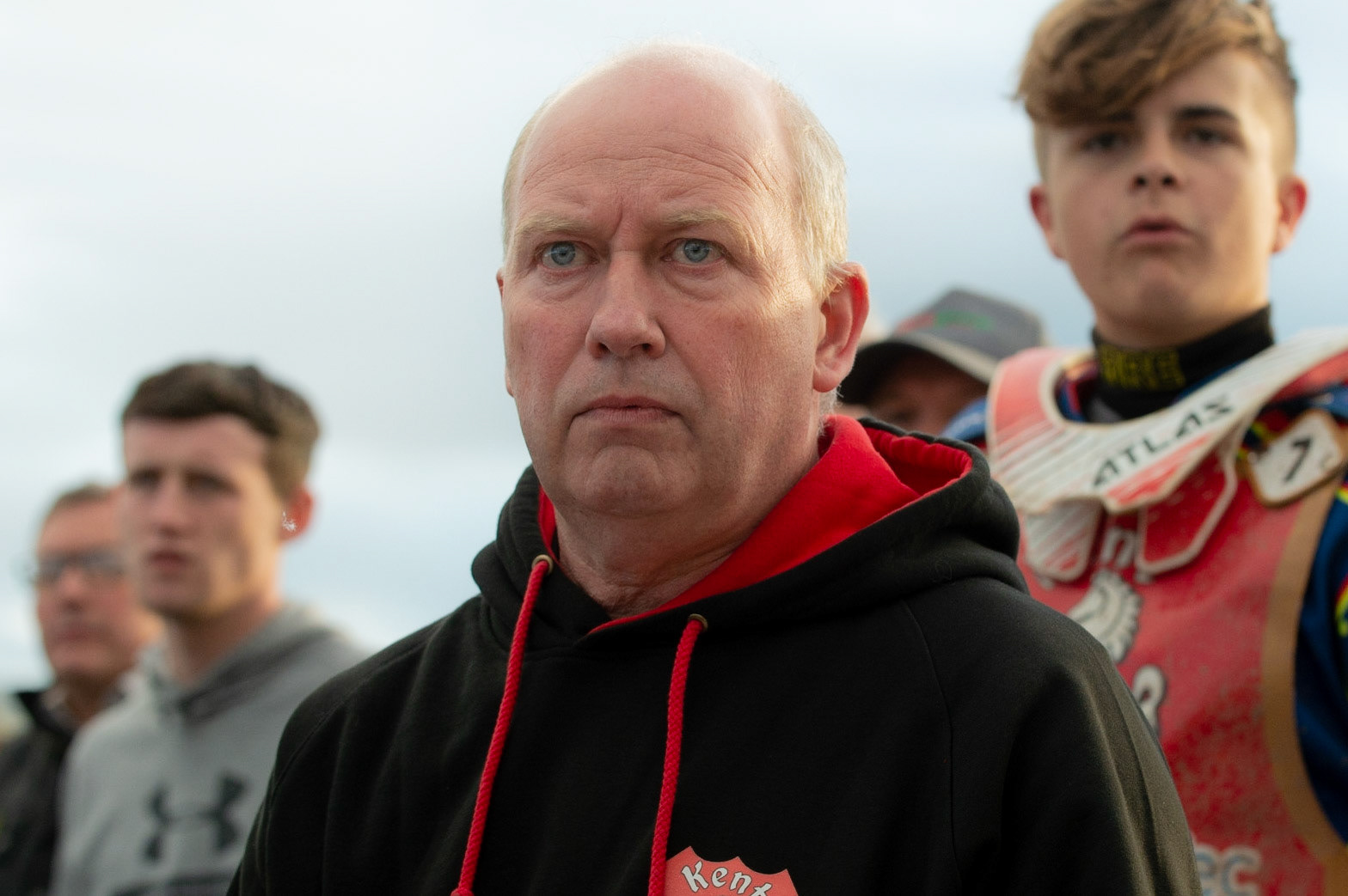 Photo: Ian Charles

Kent Kings  manager Chris Hunt watches the racing

Belle Vue Colts v Kent Kings, SGB National League KO Cup Quarter Final 1st Leg, Belle Vue National Speedway Stadium, Manchester, Thursday 20  June  2019