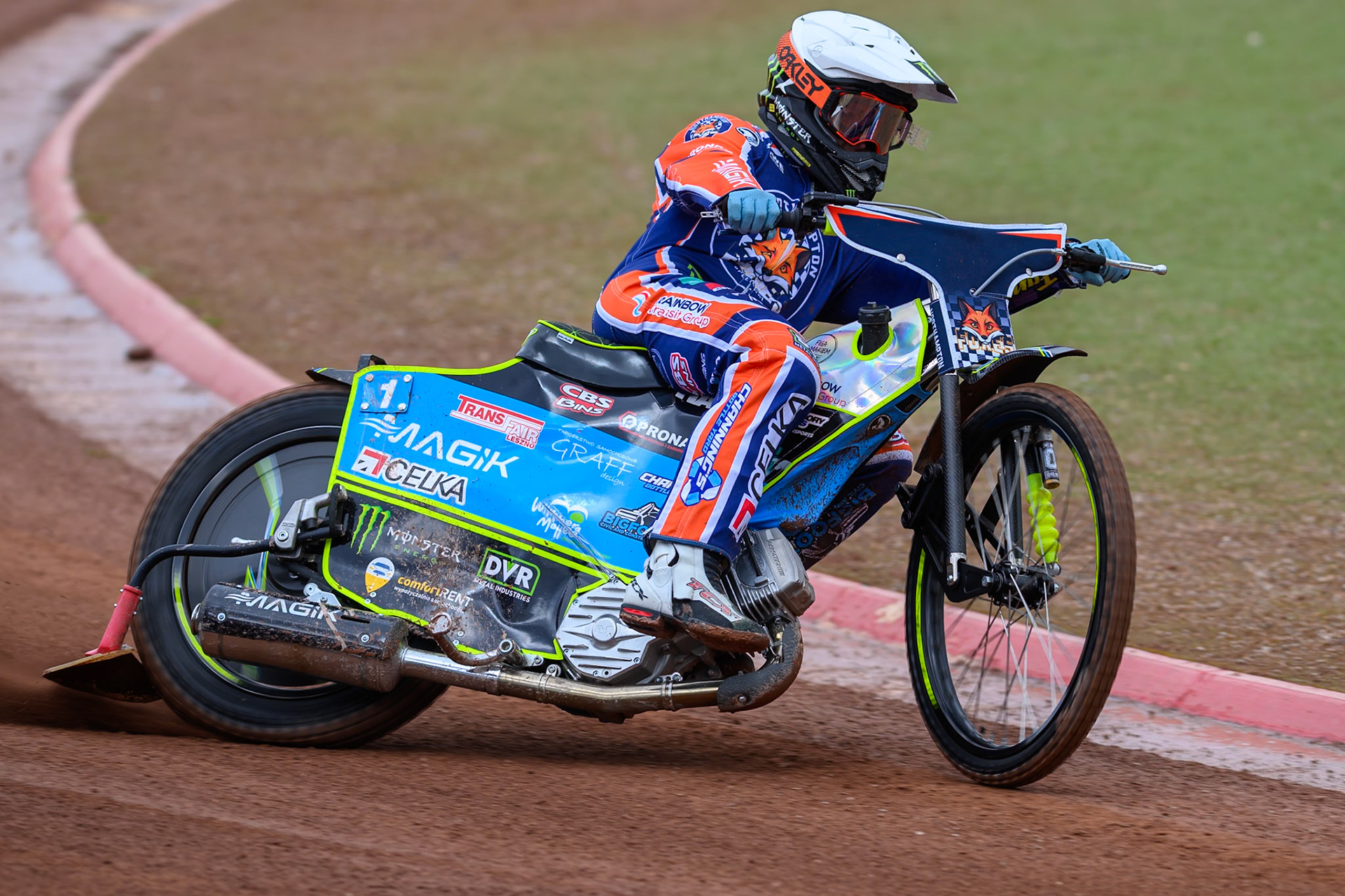 Jaimon Lidsey of Northampton Foxes  in action during the Rowe Motor Oil Premiership match between Belle Vue Aces and Northampton Foxes at the National Speedway Stadium, Manchester on Monday 4th May 2026. (Photo: Ian Charles | MI News)
