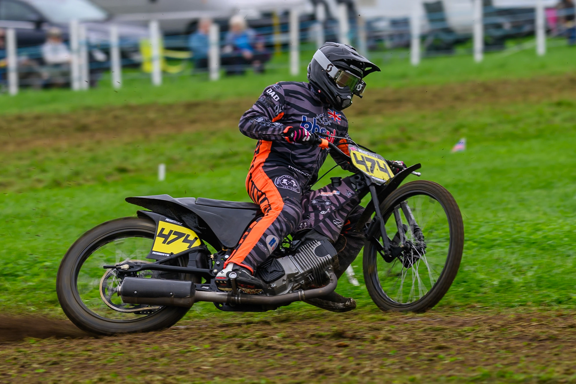 Jack Roberts (474) during practice for  the British Masters Grasstrack Championship at Lower Marsh Farm, Much Hoole, Preston in Lancashire, England on Sunday 13th September 2026. (Photo: Ian Charles | MI News)
