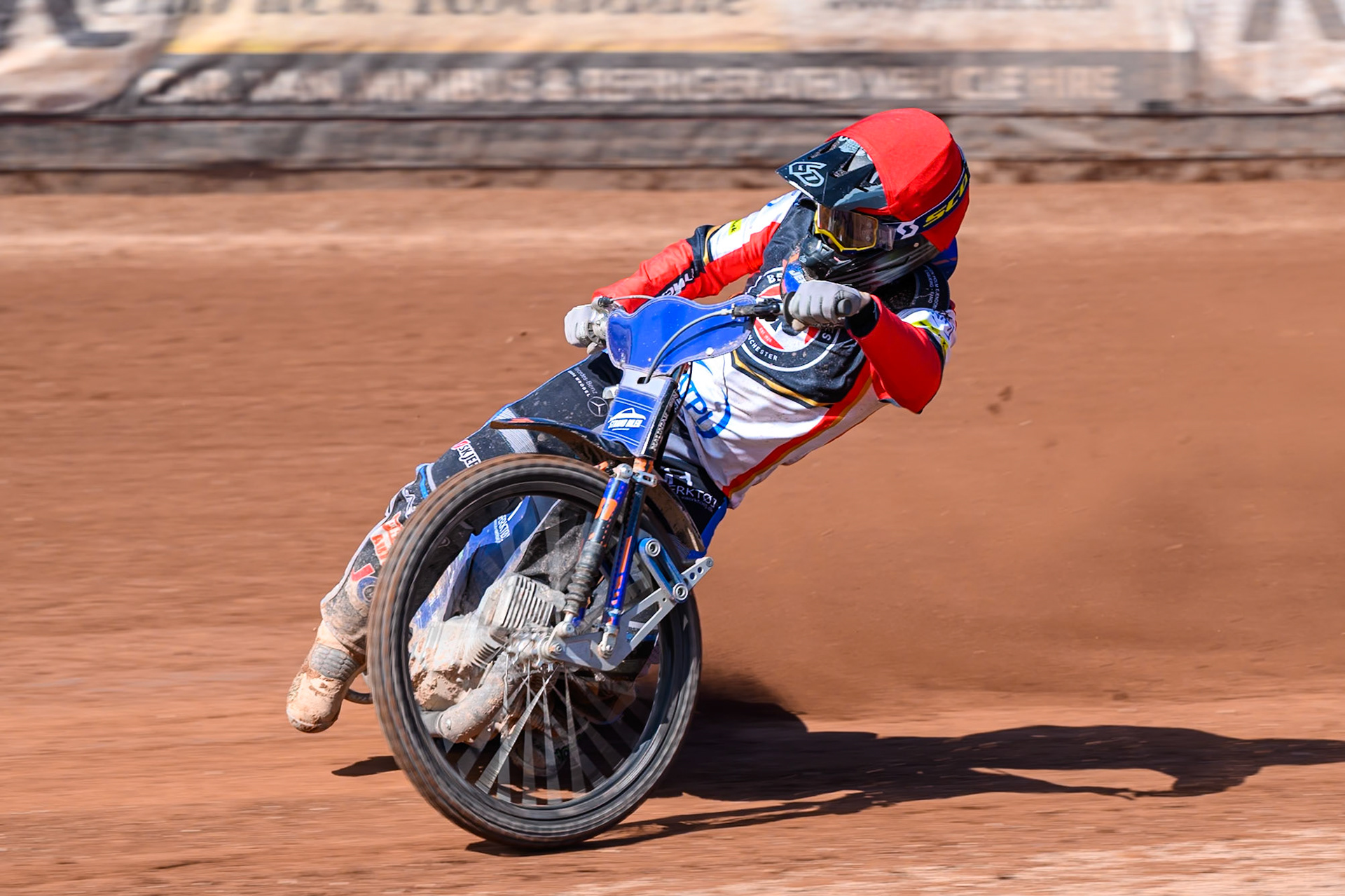 Jonas Jeppesen Guest Rider for Belle Vue Aces in action during the Knockout Cup Northern Section match between Belle Vue Aces and Leicester Lions at the National Speedway Stadium, Manchester on Monday 6th April 2026. (Photo: Ian Charles | MI News)