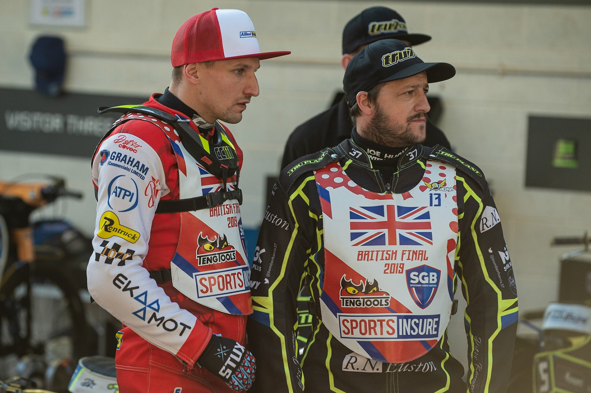 Photo: Ian Charles

Craig Cook (left) chats with Chris Harris

Sports Insure British Final,  Belle Vue National Speedway Stadium, Manchester Monday 29  July  2019