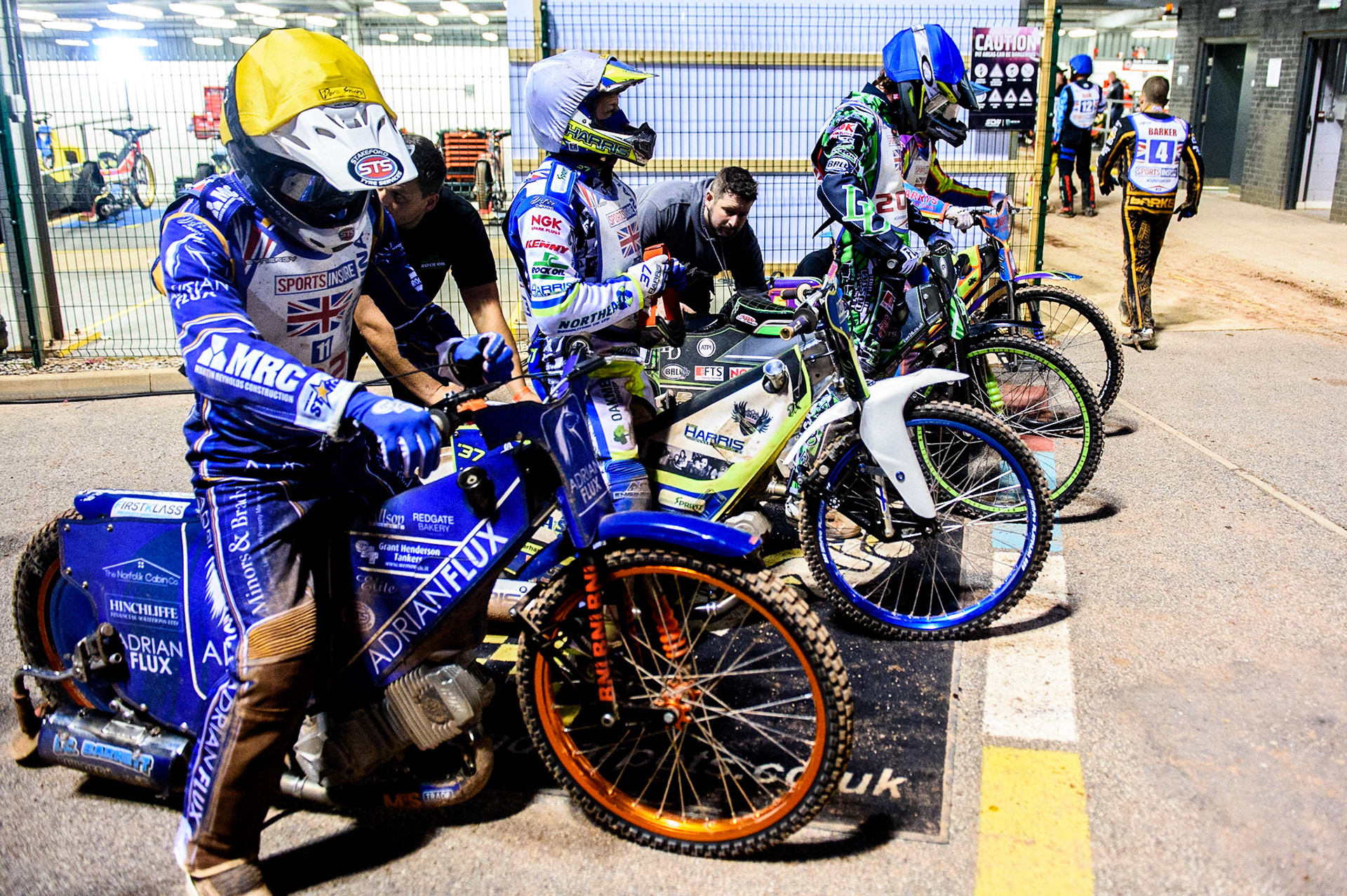 MANCHESTER, UK. AUGUST 16TH   Riders ready to race during the Sports Insure British Speedway Finals at the National Speedway Stadium, Manchester on Monday 16th August 2021. (Credit: Ian Charles | MI News)
