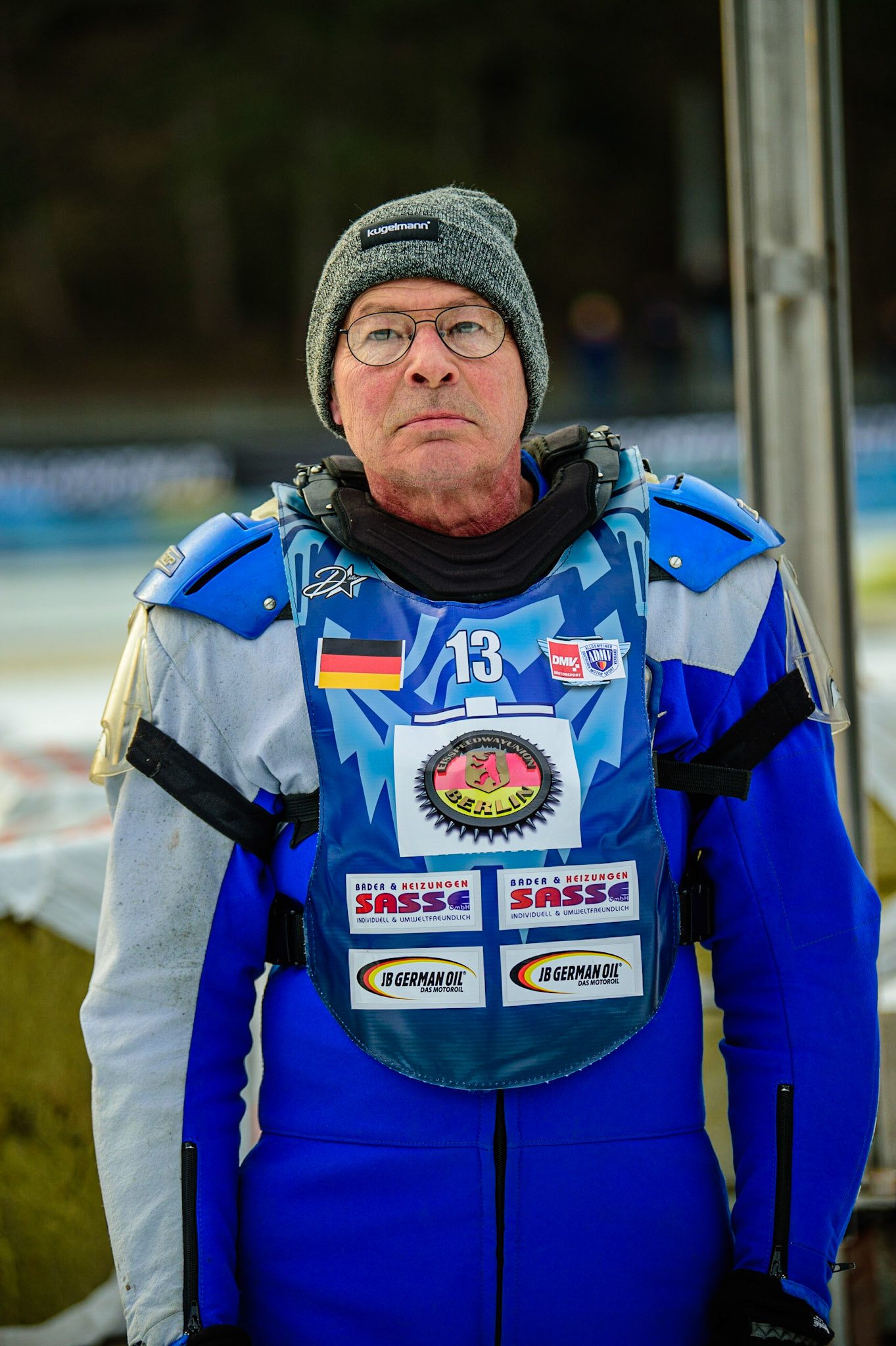 Reinhard Greisel during the German Individual Ice Speedway Championship at Horst-Dohm-Eisstadion, Berlin on Friday 3rd March 2023. (Photo: Ian Charles | MI News)