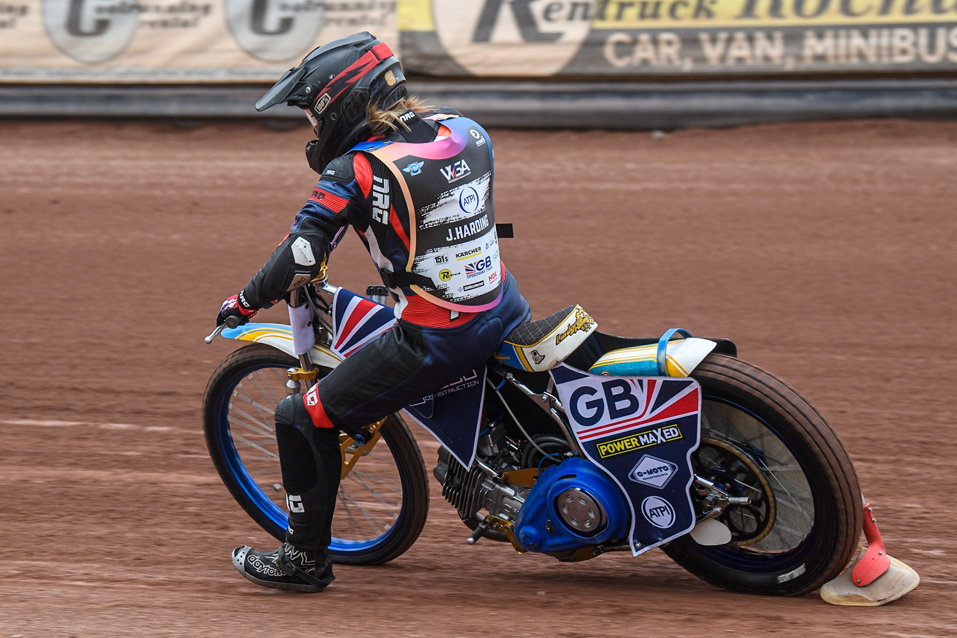 Julie Harding from Motocross/Endurance on track during the FIM Women's  Speedway Academy at the National Speedway Stadium, Manchester on Friday 4th August 2023. (Photo: Ian Charles | MI News)