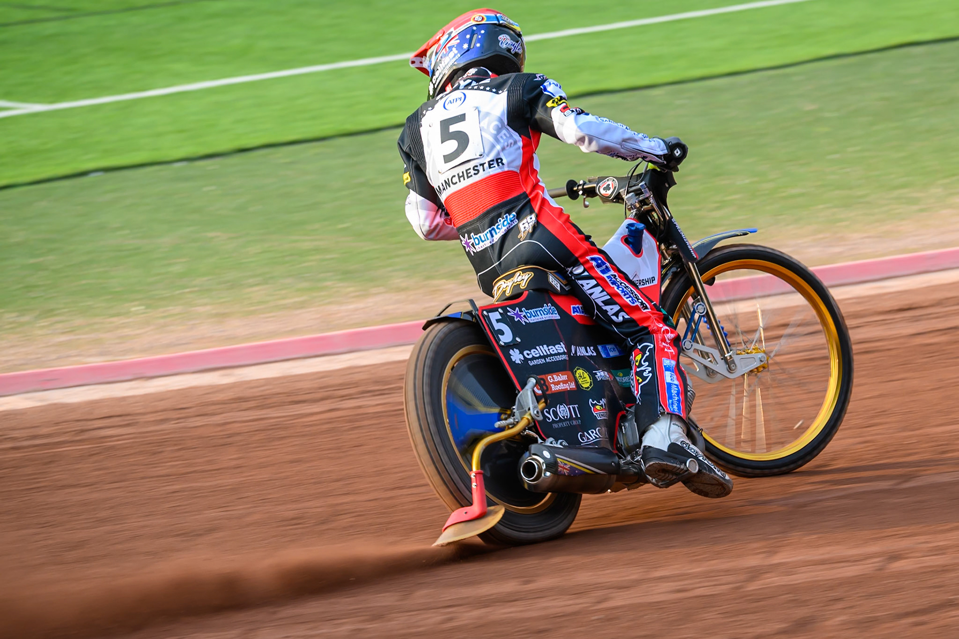 Jason Doyle of Belle Vue Aces in action during the Rowe Motor Oil Premiership match between Belle Vue Aces and Leicester Lions at the National Speedway Stadium, Manchester on Monday 3rd August 2026. (Photo: Ian Charles | MI News)