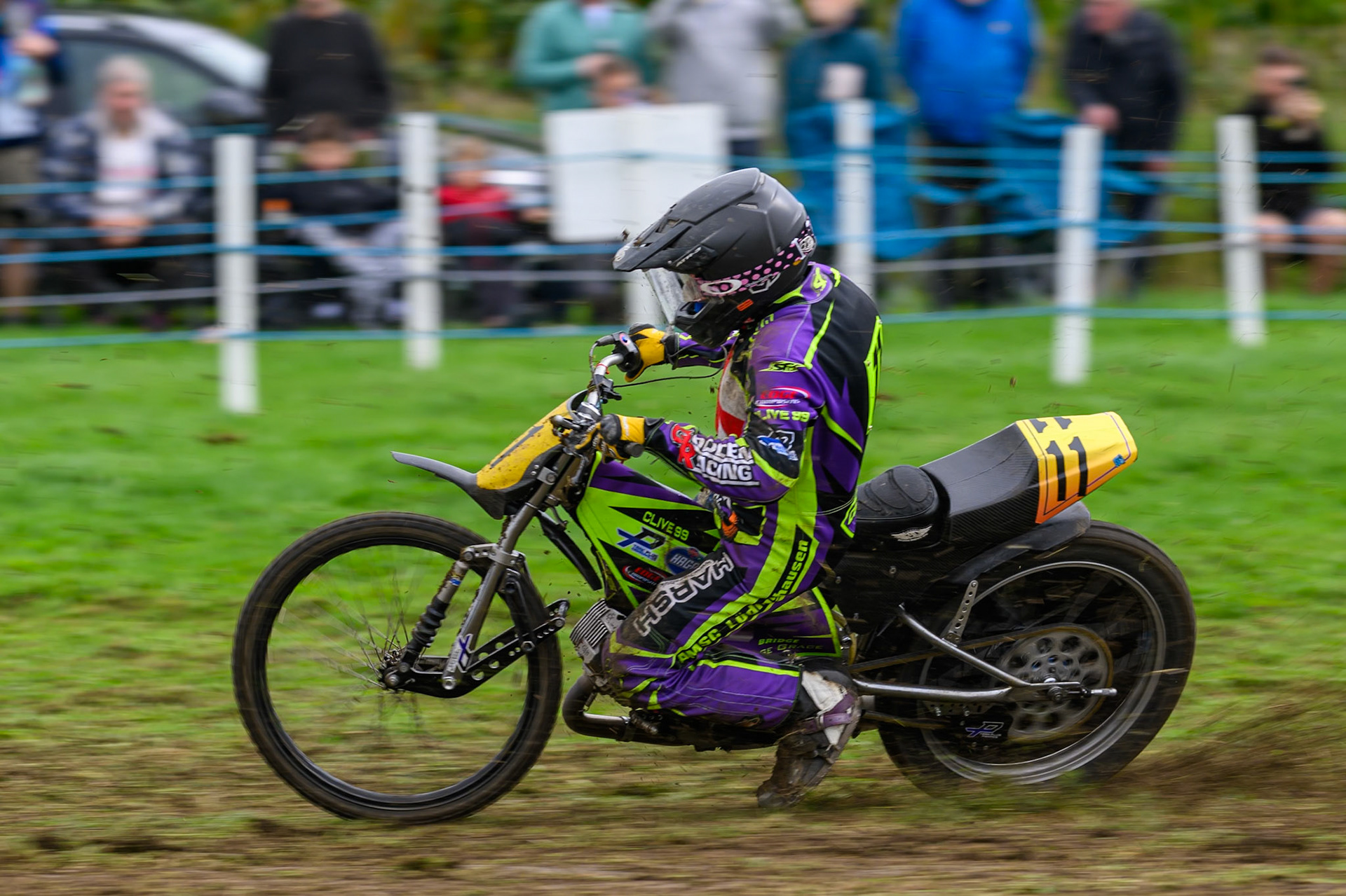 British Masters (Solos): Paul Cooper (11) during the British Masters Grasstrack Championship at Lower Marsh Farm, Much Hoole, Preston in Lancashire, England on Sunday 13th September 2026. (Photo: Ian Charles | MI News)