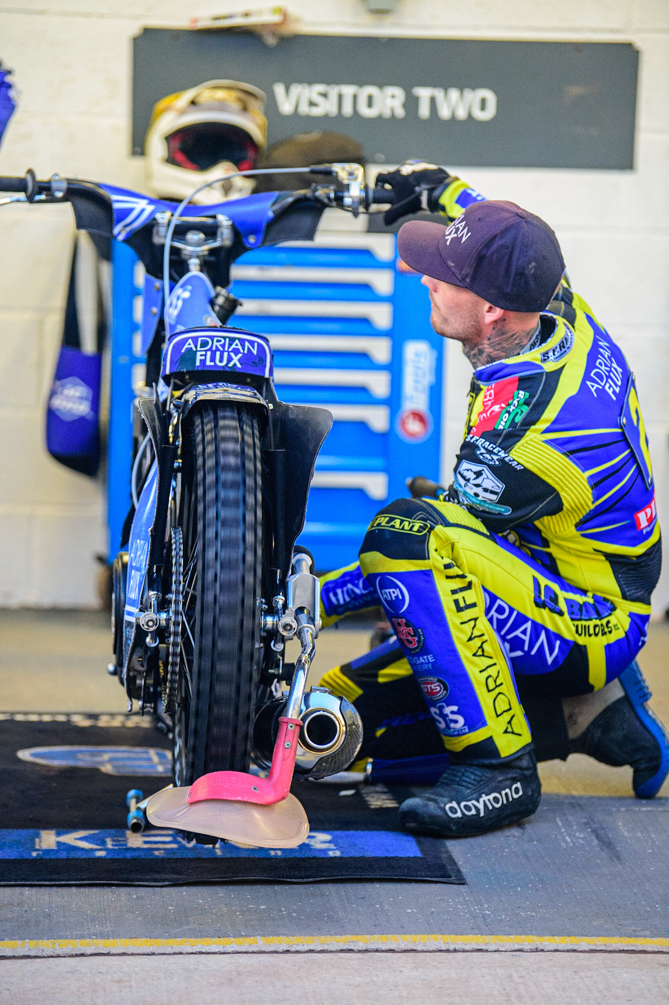 Lewis Kerr  works on his bike during the SGB Premiership match between Belle Vue Aces and Sheffield Tigers at the National Speedway Stadium, Manchester on Monday 5th September 2022. (Credit: Ian Charles | MI News)
