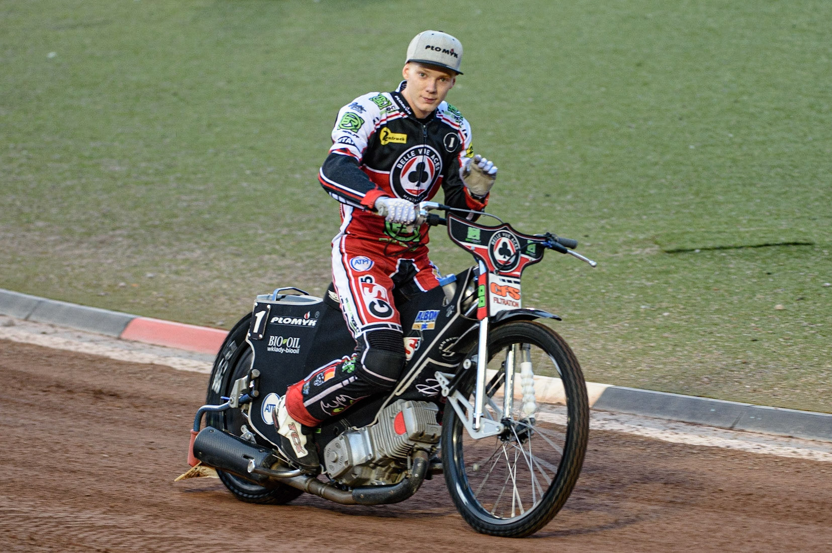 MANCHESTER, UK. SEPT 6TH  Dan Bewley  on the pre meeting parade during the SGB Premiership match between Belle Vue Aces and Sheffield Tigers at the National Speedway Stadium, Manchester on Monday 6th September 2021. (Credit: Ian Charles | MI News)