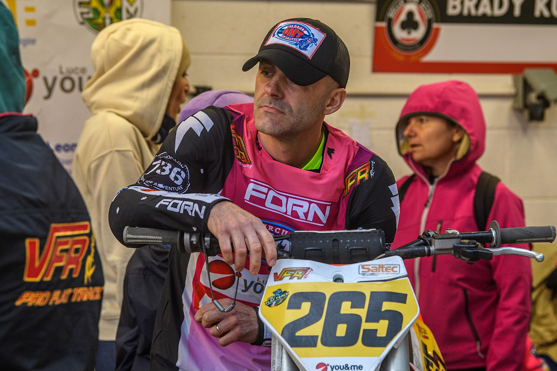 Marco Troiano (265) from Italy during the FIM World Flat Track Championship Round 1 at the National Speedway Stadium, Manchester on Saturday 5th August 2023. (Photo: Ian Charles | MI News)