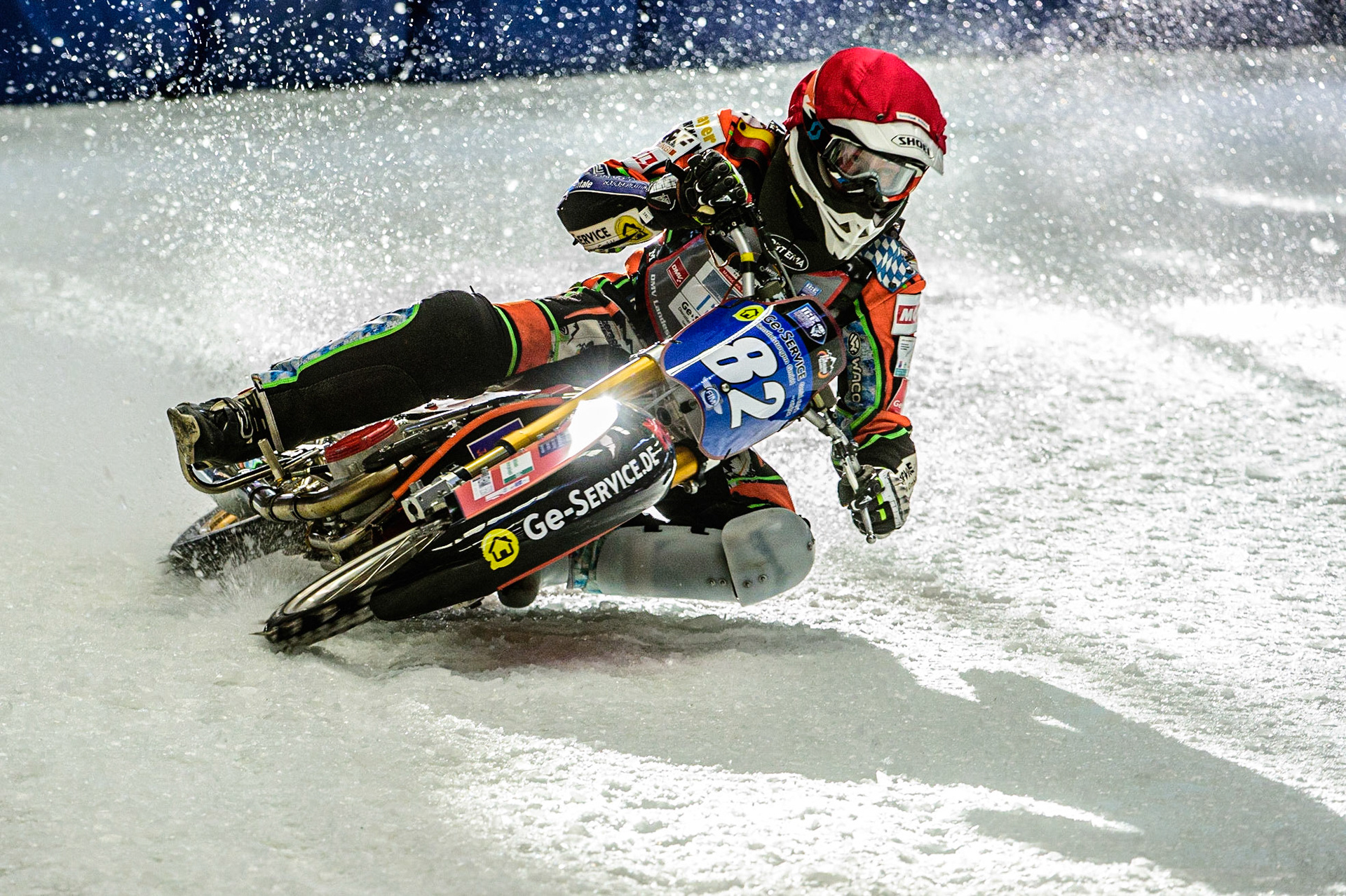 Markus Jell (82) in action during the Ice Speedway Gladiators World Championship Final 1 at Max-Aicher-Arena, Inzell, Germany on Saturday 18th March 2023. (Photo: Ian Charles | MI News)
