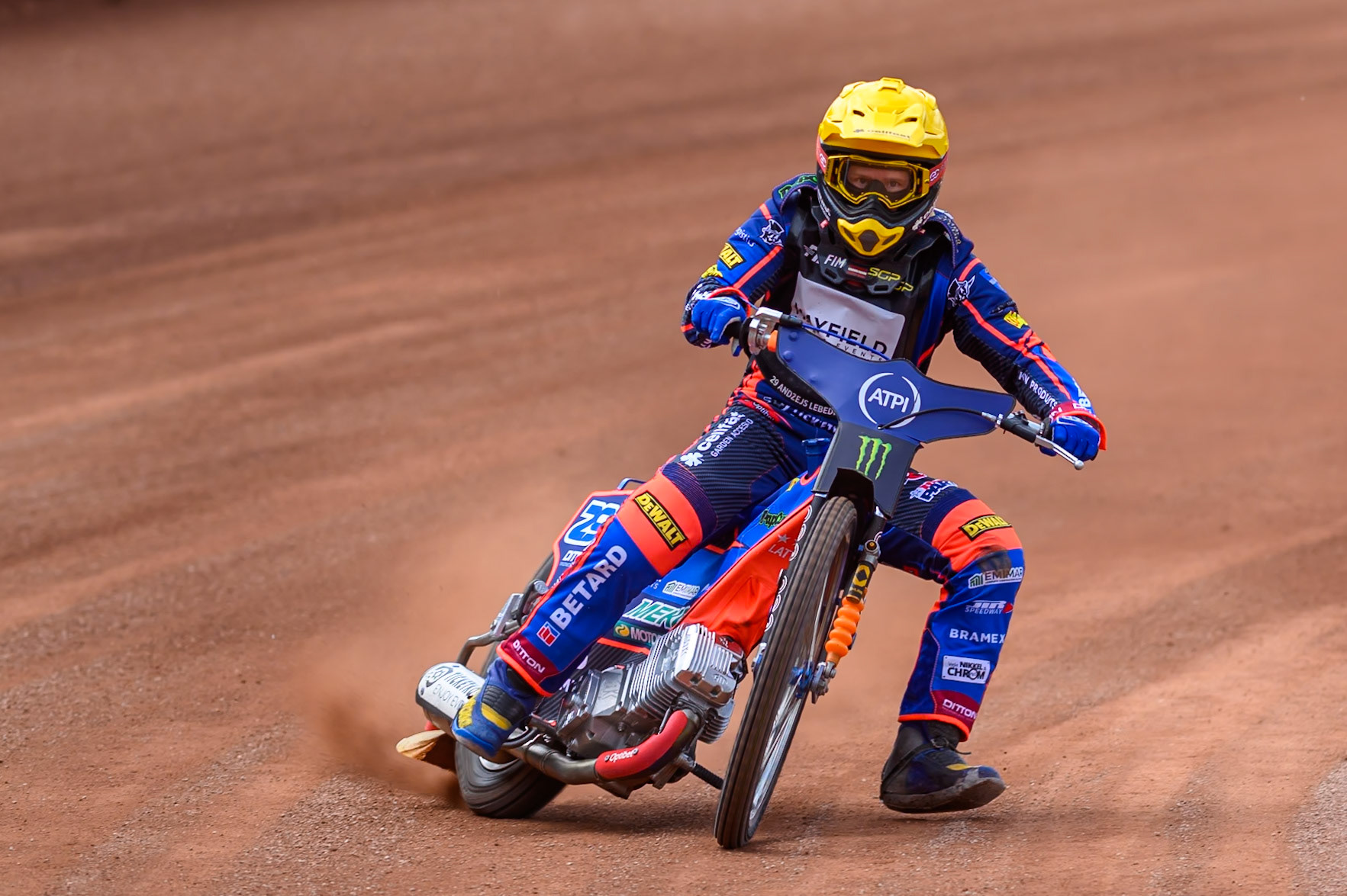 Andzejs Lebedevs (29) of Latvia during practice for the ATPI  FIM Speedway GP of Manchester at the National Speedway Stadium, Manchester on Friday 5th June 2026. (Photo: Ian Charles | MI News)