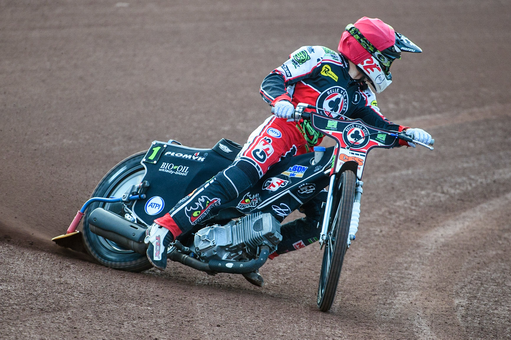 MANCHESTER UKBelle Vue Bikeright Aces  Dan Bewley  in action  during the SGB Premiership match between Belle Vue Aces and Ipswich Witches at the National Speedway Stadium, Manchester on Monday 2nd August 2021. (Credit: Ian Charles | MI News)