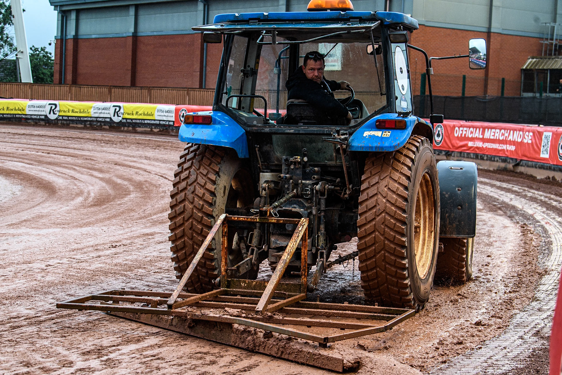 The track work after the sudden rain shower before the meeting during the Monster Energy FIM Speedway of Nation Semi Final 2 at the National Speedway Stadium, Manchester on Wednesday 10th July 2024. (Photo: Ian Charles | MI News)