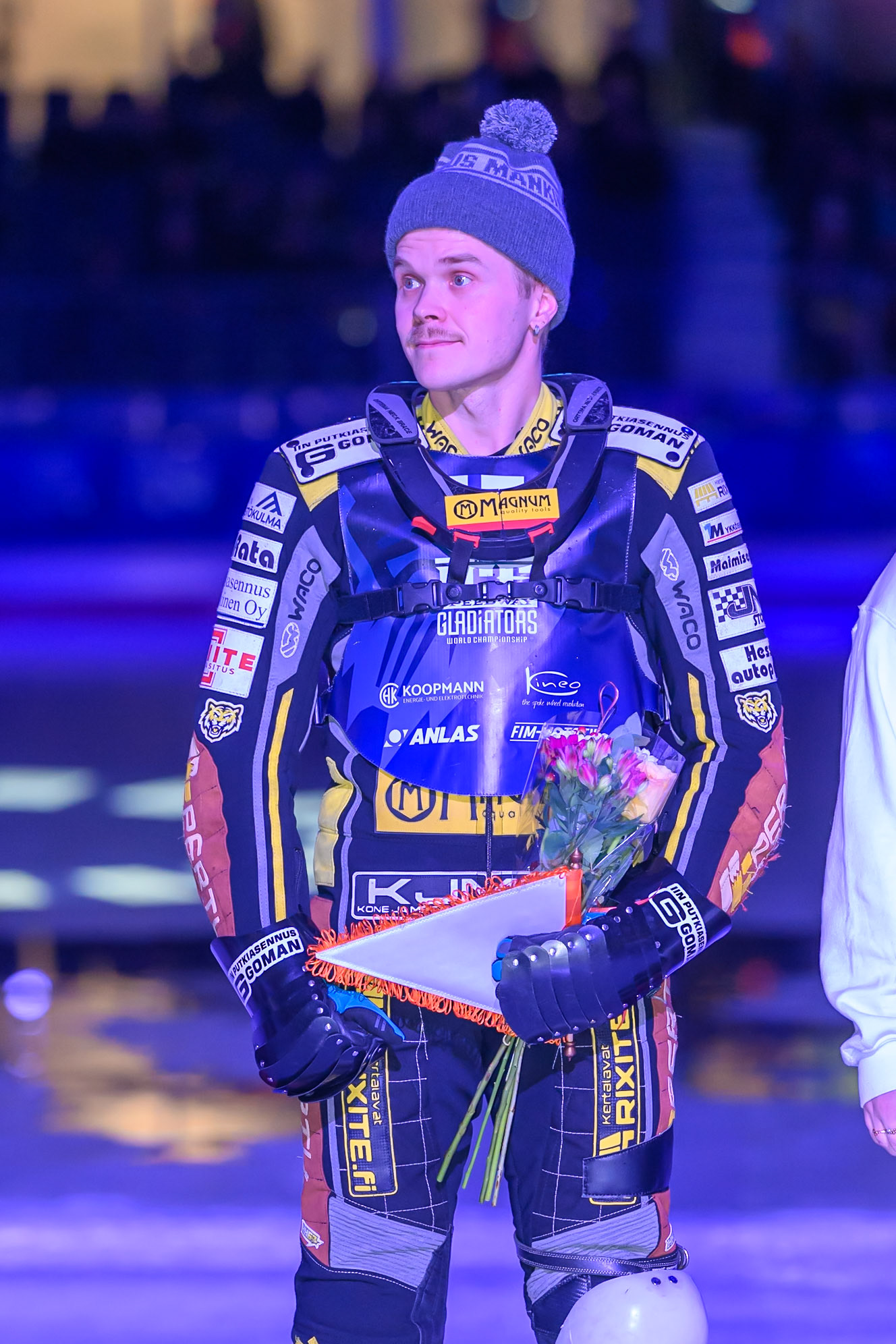 Heikki Huusko (67) of Finland during the FIM Ice Speedway Gladiators World Championship Final 3 at Ice Rink Thialf, Heerenveen on Saturday 11th April 2026. (Photo: Ian Charles | MI News)