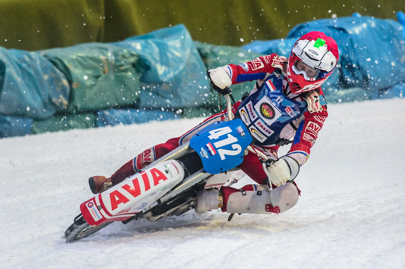 Niek Schaap in action during the German Individual Ice Speedway Championship at Horst-Dohm-Eisstadion, Berlin on Friday 3rd March 2023. (Photo: Ian Charles | MI News)