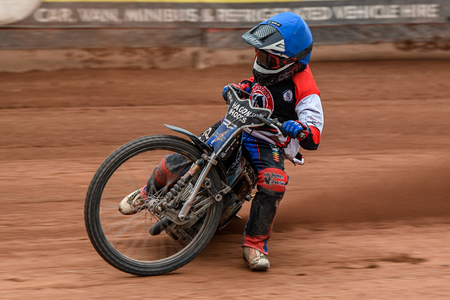 Belle Vue Colts' Harry Fletcher  in action during the WSRA National Development League match between Belle Vue Colts and Leicester Lion Cubs at the National Speedway Stadium, Manchester on Friday 18th April 2025. (Photo: Ian Charles | MI News)
