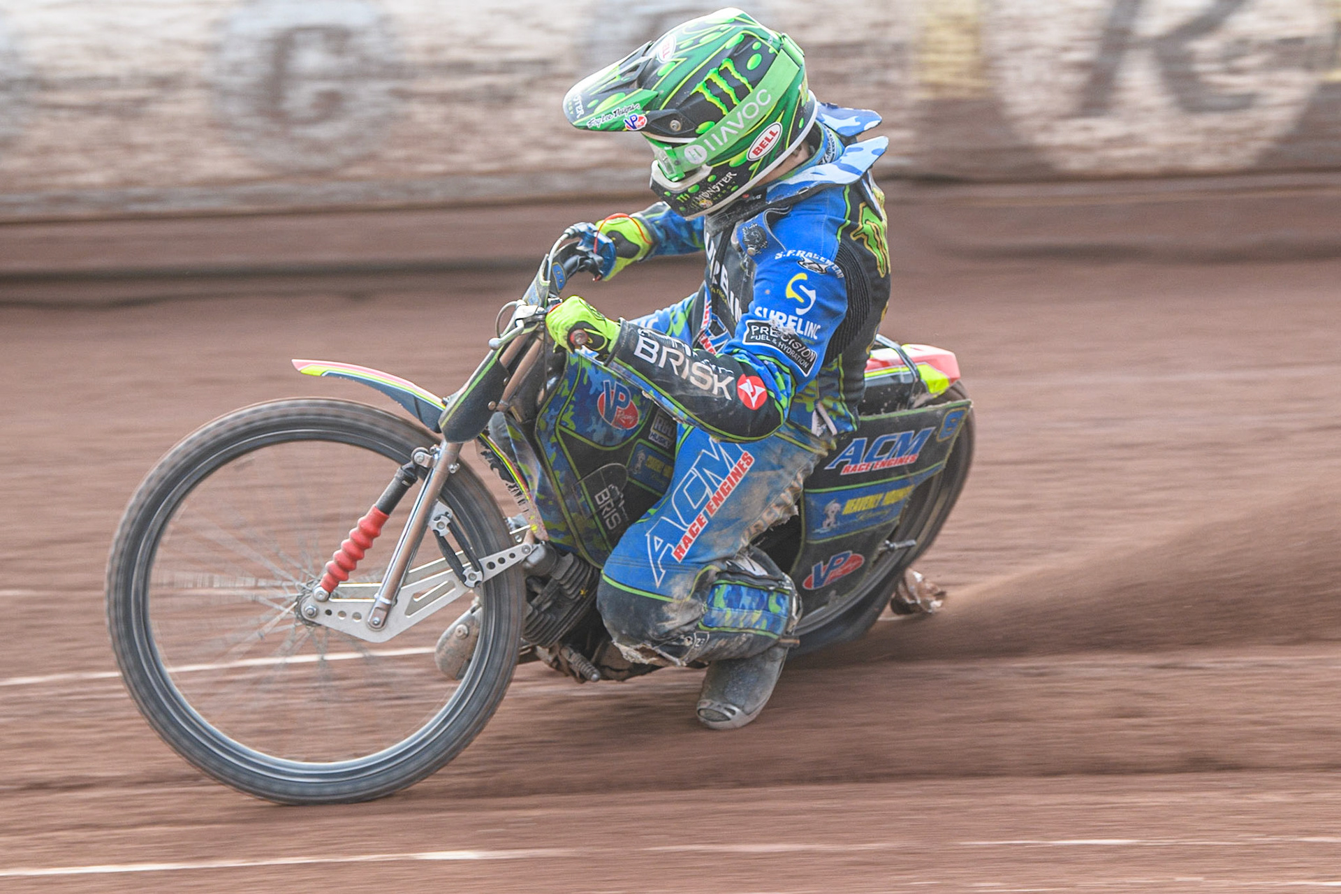 Alan West, and Australia Junior rider based in Germany does a few demonstration laps around the National Speedway Stadium during the British Youth Speedway Championships at the National Speedway Stadium, Manchester on Friday 21st July 2023. (Photo: Ian Charles | MI News)