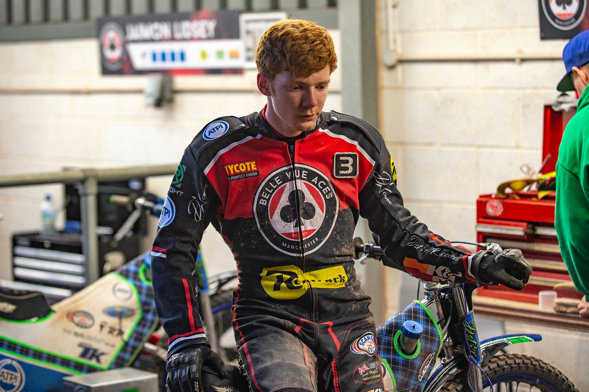 Photo by Ian Charles:

Dan Bewley 

Belle Vue Aces v Peterborough Panthers, British Speedway Premiership, National Speedway Stadium, Manchester, Monday, 29, April, 2019