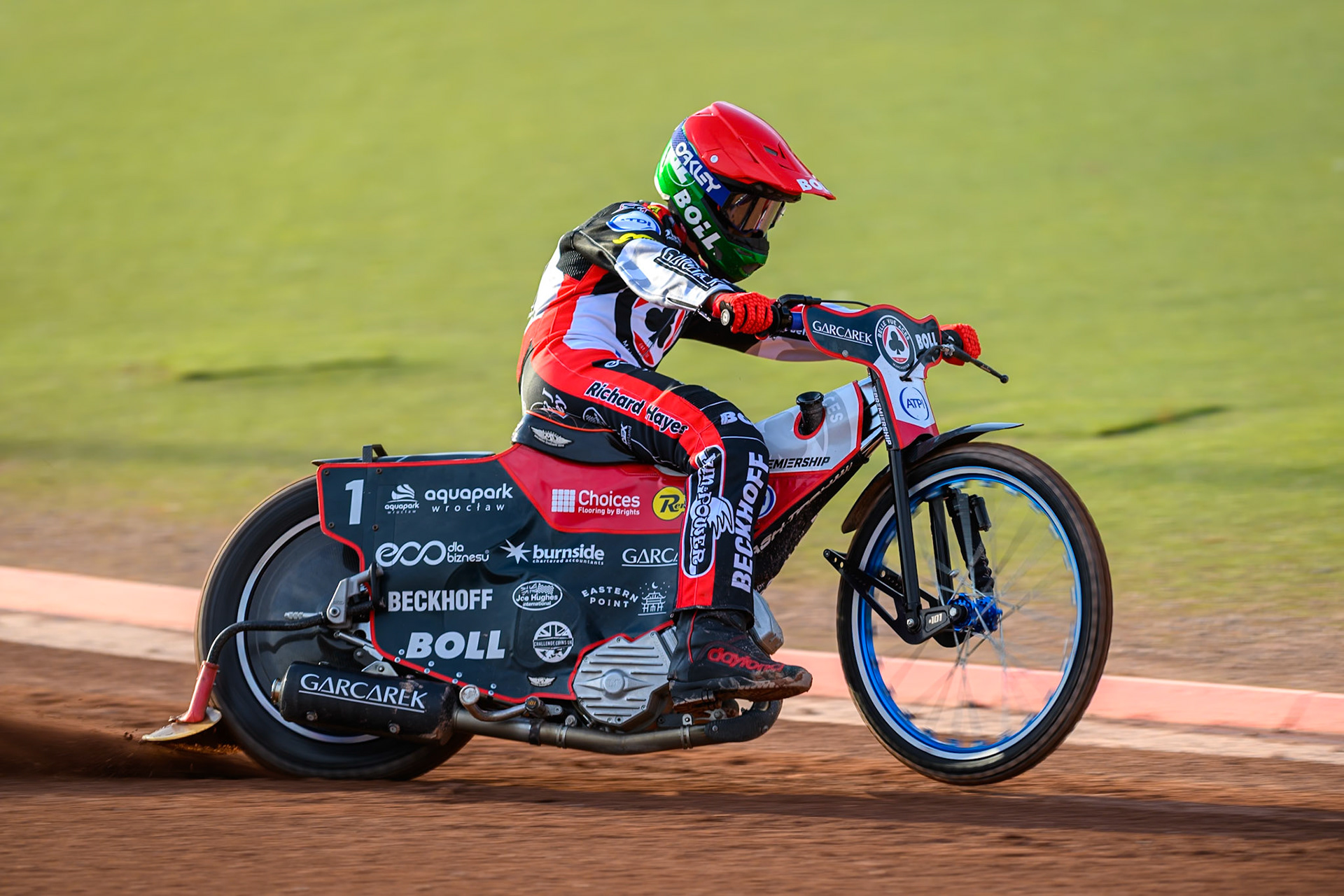 Brady Kurtz of Belle Vue Aces in action during the Rowe Motor Oil Premiership match between Belle Vue Aces and Ipswich Witches at the National Speedway Stadium, Manchester on Saturday 20th June 2026. (Photo: Ian Charles | MI News)