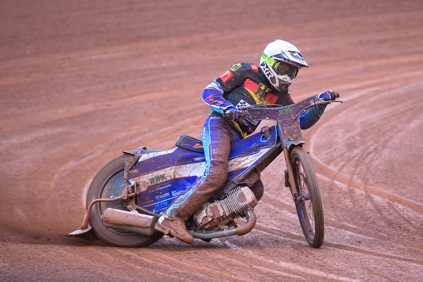 Mario Hausl of Germany in action during the Speedway GP Qualifying Round 3 at Allied Ashfield Stadium, Glasgow on Saturday 30th May 2026. (Photo: Ian Charles | MI News)