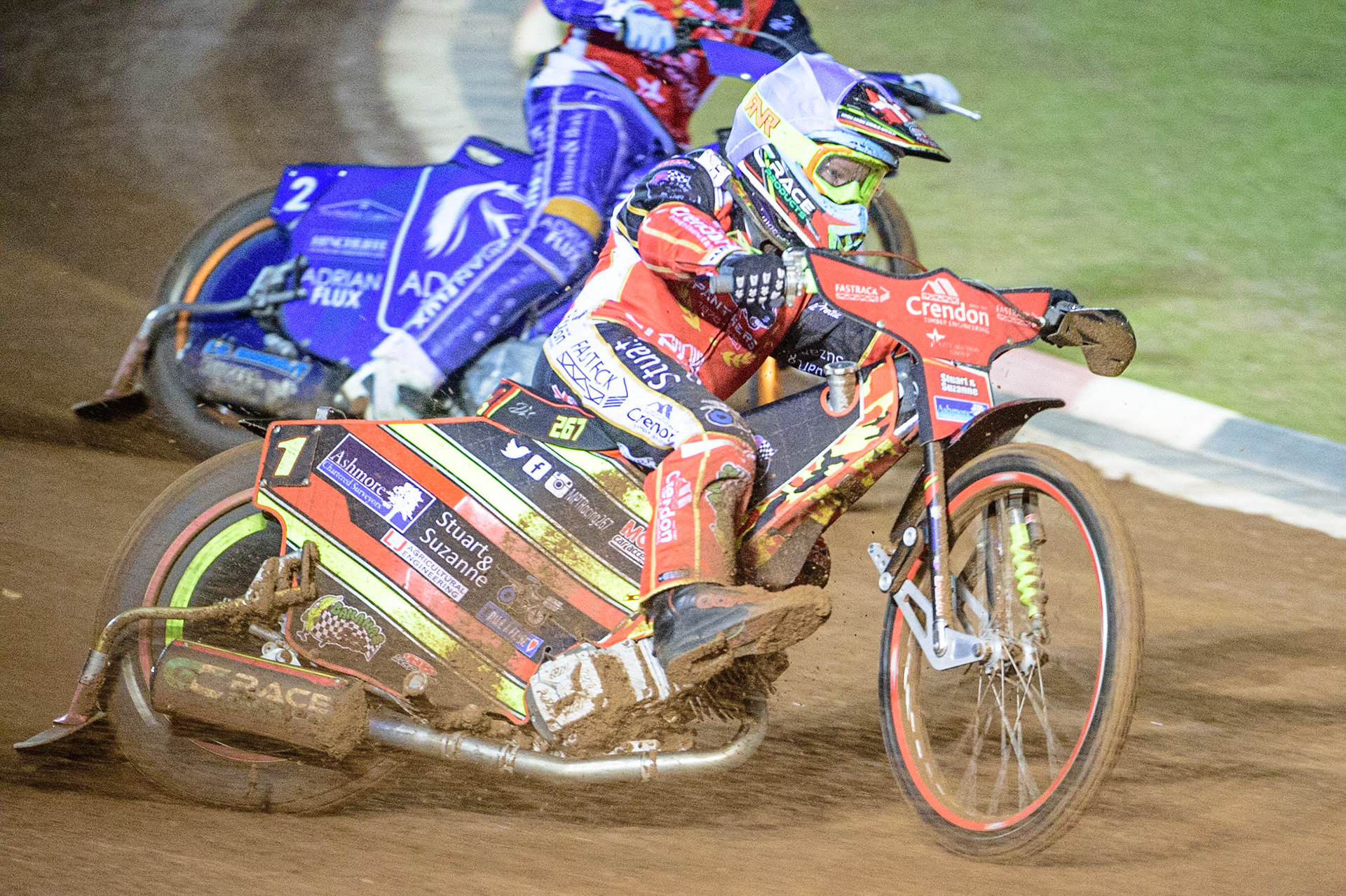 MANCHESTER, UK. OCT 11TH  Michael Palm Toft  in action  for Peterborough Crendon Panthers  during the SGB Premiership Grand Final 1st Leg between Belle Vue Aces and Peterborough Panthers at the National Speedway Stadium, Manchester on Monday 11th October 2021. (Credit: Ian Charles | MI News)