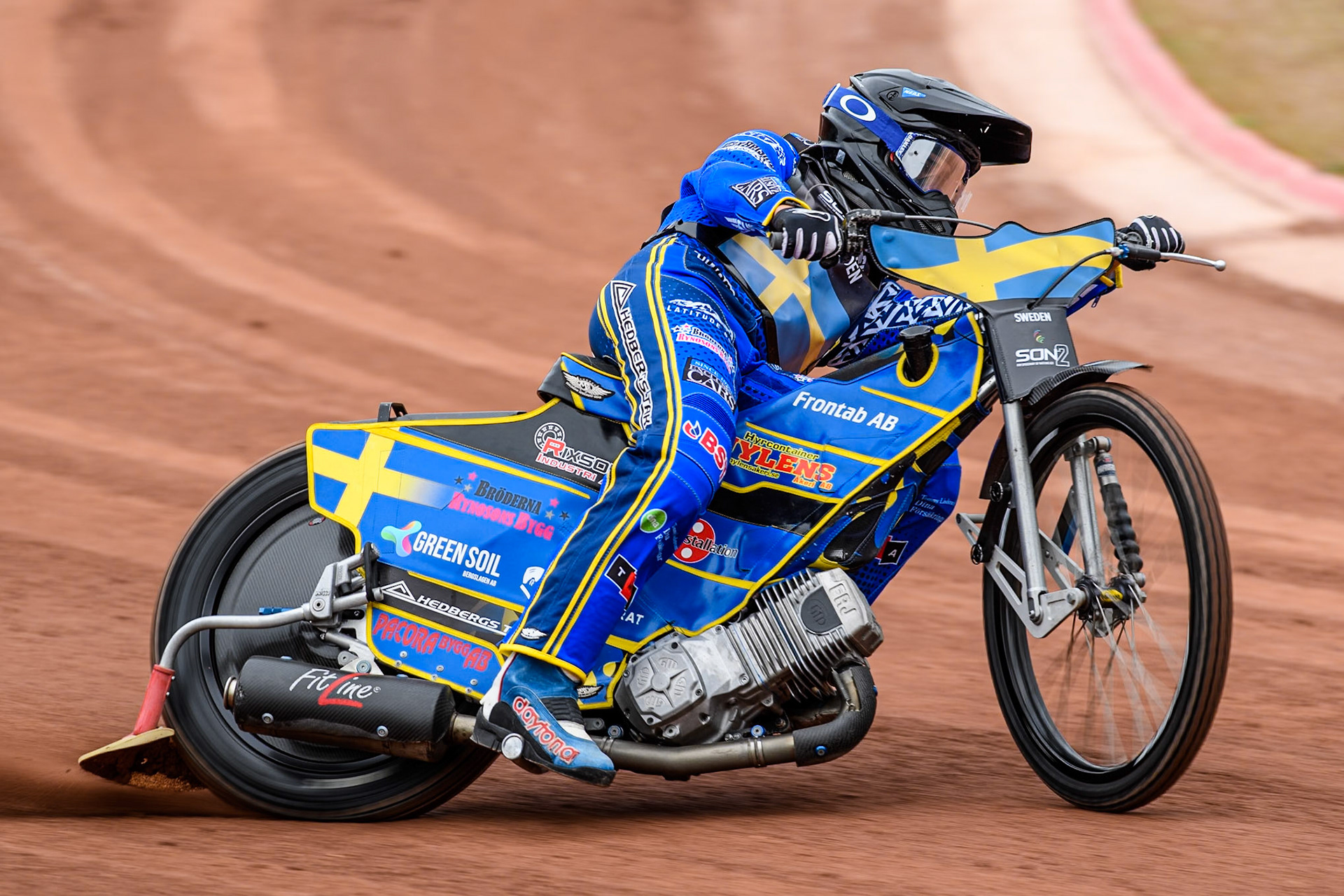 Philip Hellström-Bängs of Sweden practices during the Monster Energy FIM Speedway of Nations 2 (Under 21) Final at the National Speedway Stadium, Manchester on Friday 12th July 2024. (Photo: Ian Charles | MI News)