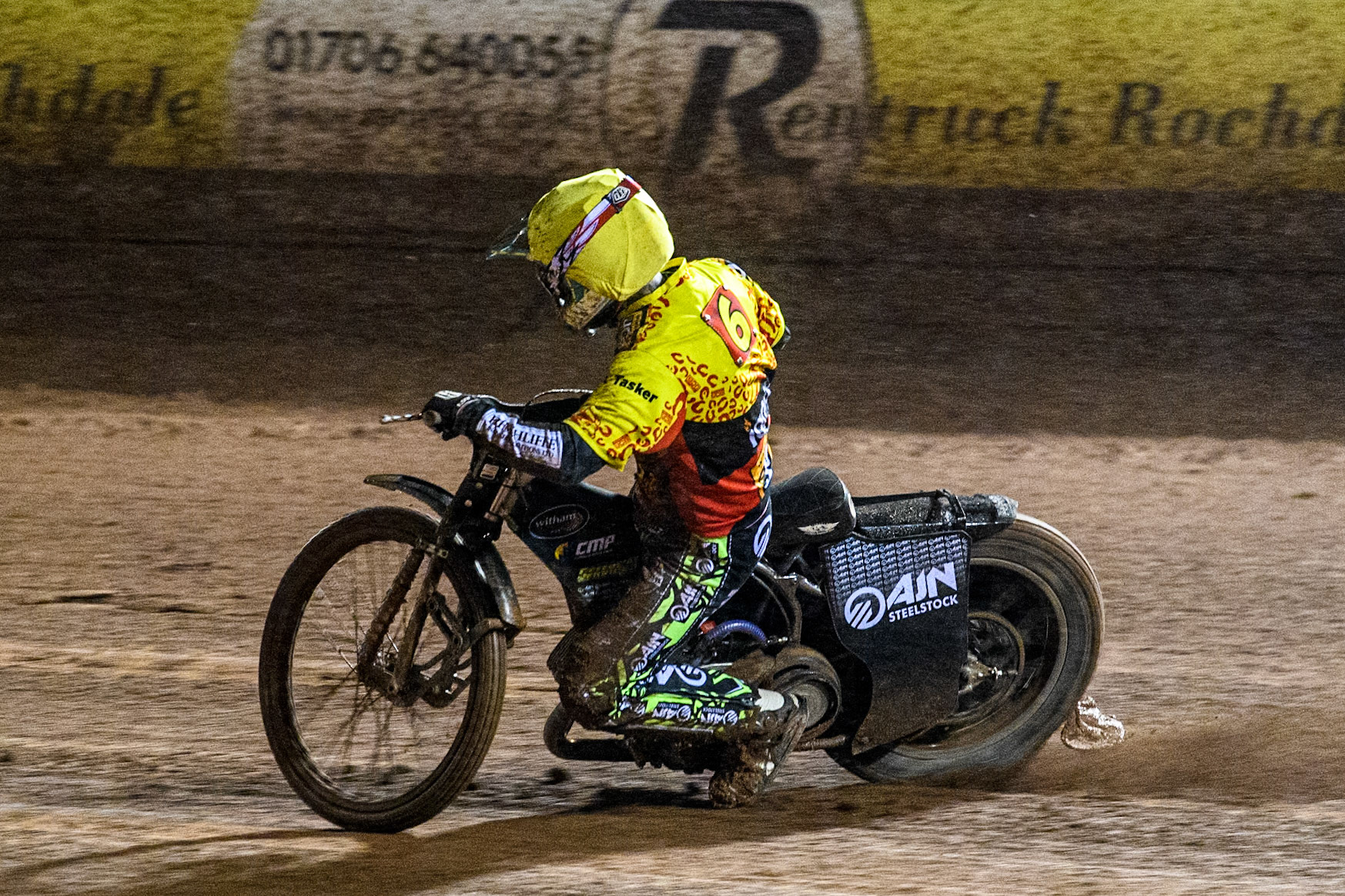 Leicester Lions' Guest Rider Lewis Kerr  in action during the Rowe Motor Oil Premiership Grand Final 1st Leg between Belle Vue Aces and Leicester Lions at the National Speedway Stadium, Manchester on Monday 23rd September 2024. (Photo: Ian Charles | MI News)