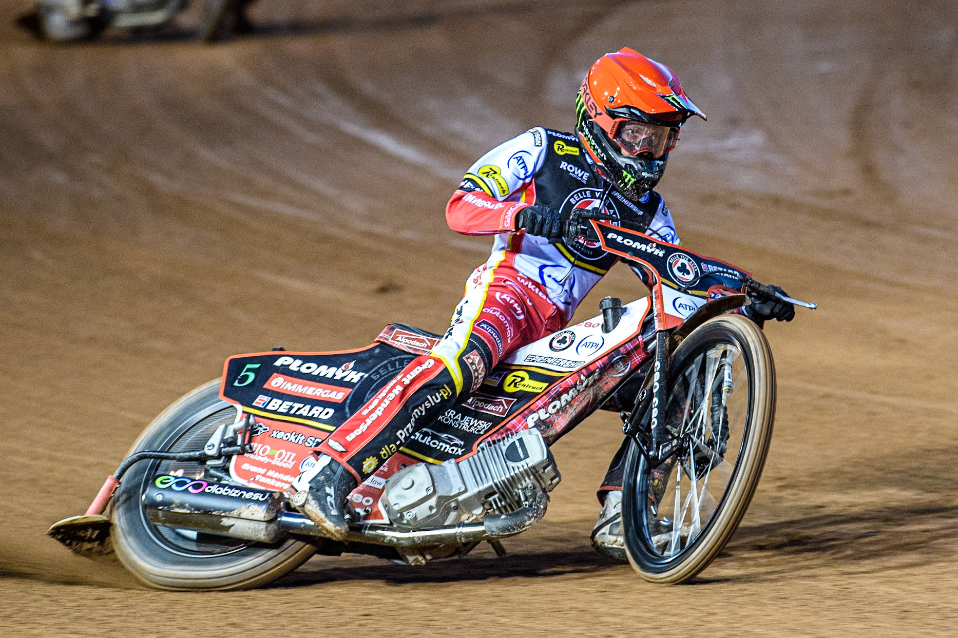 Dan Bewley of Belle Vue Aces in action during the Rowe Motor Oil Premiership match between Belle Vue Aces and King's Lynn Stars at the National Speedway Stadium, Manchester on Monday 5th April 2025. (Photo: Ian Charles | MI News)