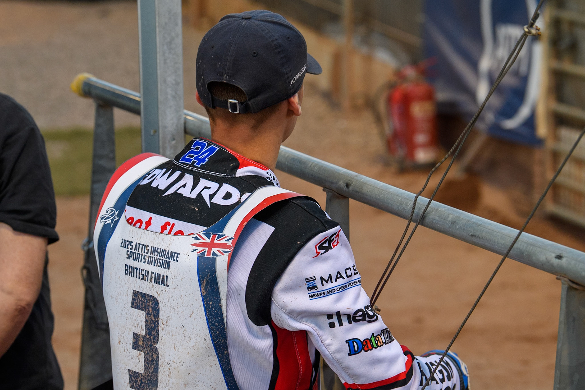 Jason Edwards watches the racing during the Attis Insurance Sports Division British Final at the National Speedway Stadium, Manchester on Monday 12th May 2025. (Photo: Ian Charles | MI News)