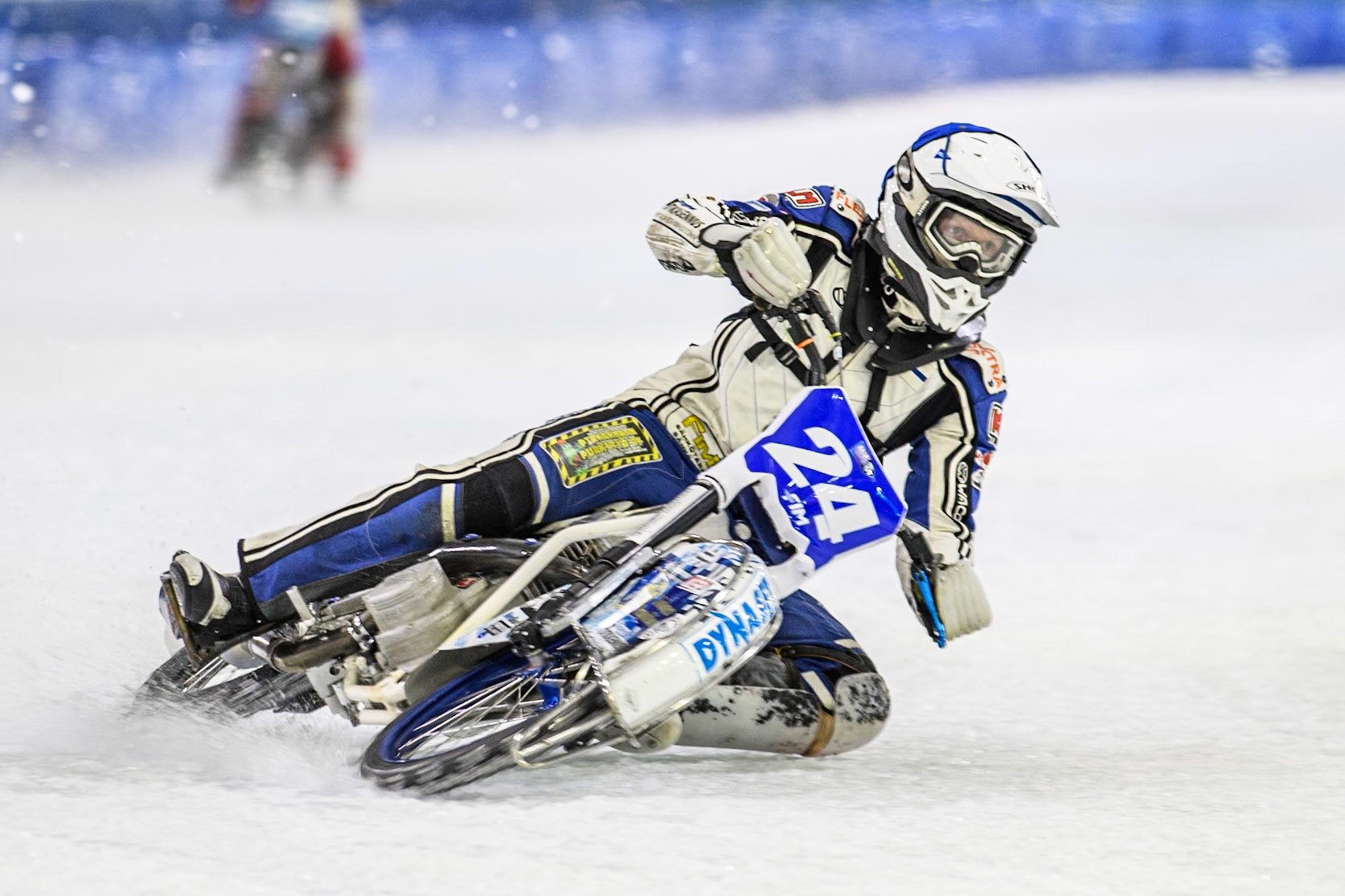 Max Koivula (24) of Finland in action during the FIM Ice Speedway Gladiators World Championship, Final 3 at the Ice Stadium, Thialf, Heerenveen on Saturday 5th April 2025. (Photo: Ian Charles | MI News)