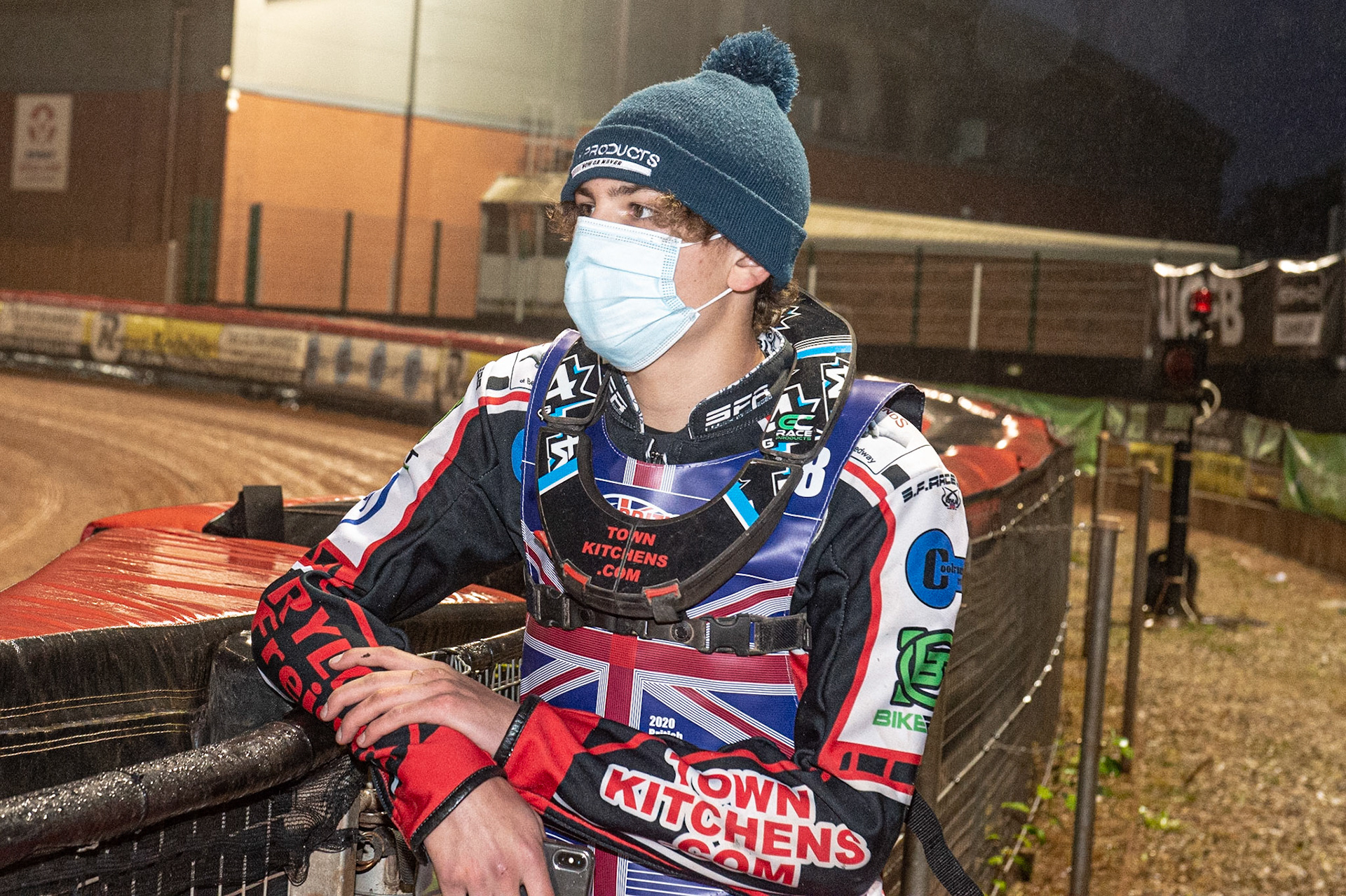 Photo: Ian CharlesMeeting Reserve Harry McGurk watches the track preparationSports Insure British Speedway Championship Final, National Speedway Stadium, Manchester Monday  28  September  2020