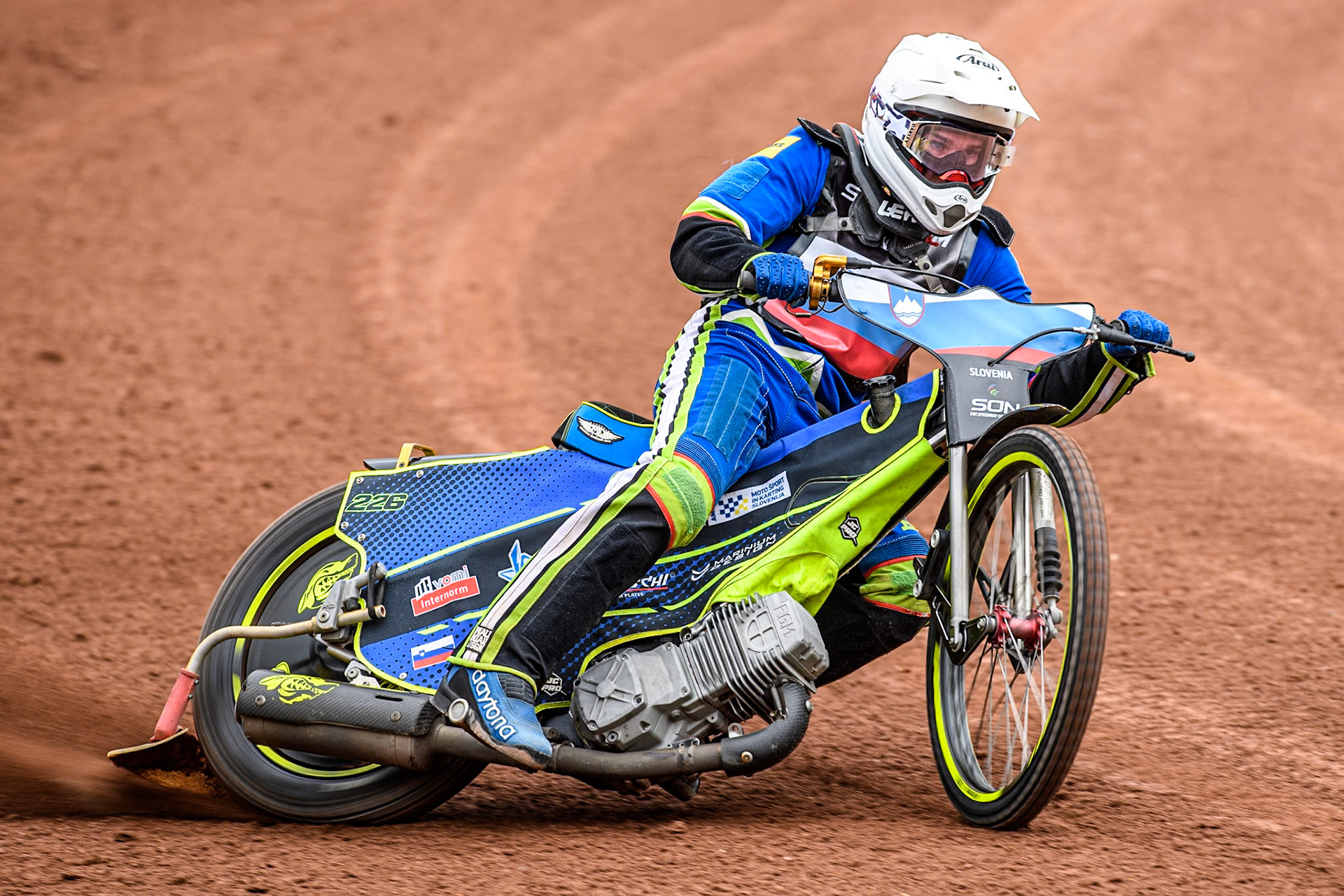 Anze Grmek of Slovenia practices during the Monster Energy FIM Speedway of Nation Semi Final 2 at the National Speedway Stadium, Manchester on Wednesday 10th July 2024. (Photo: Ian Charles | MI News)