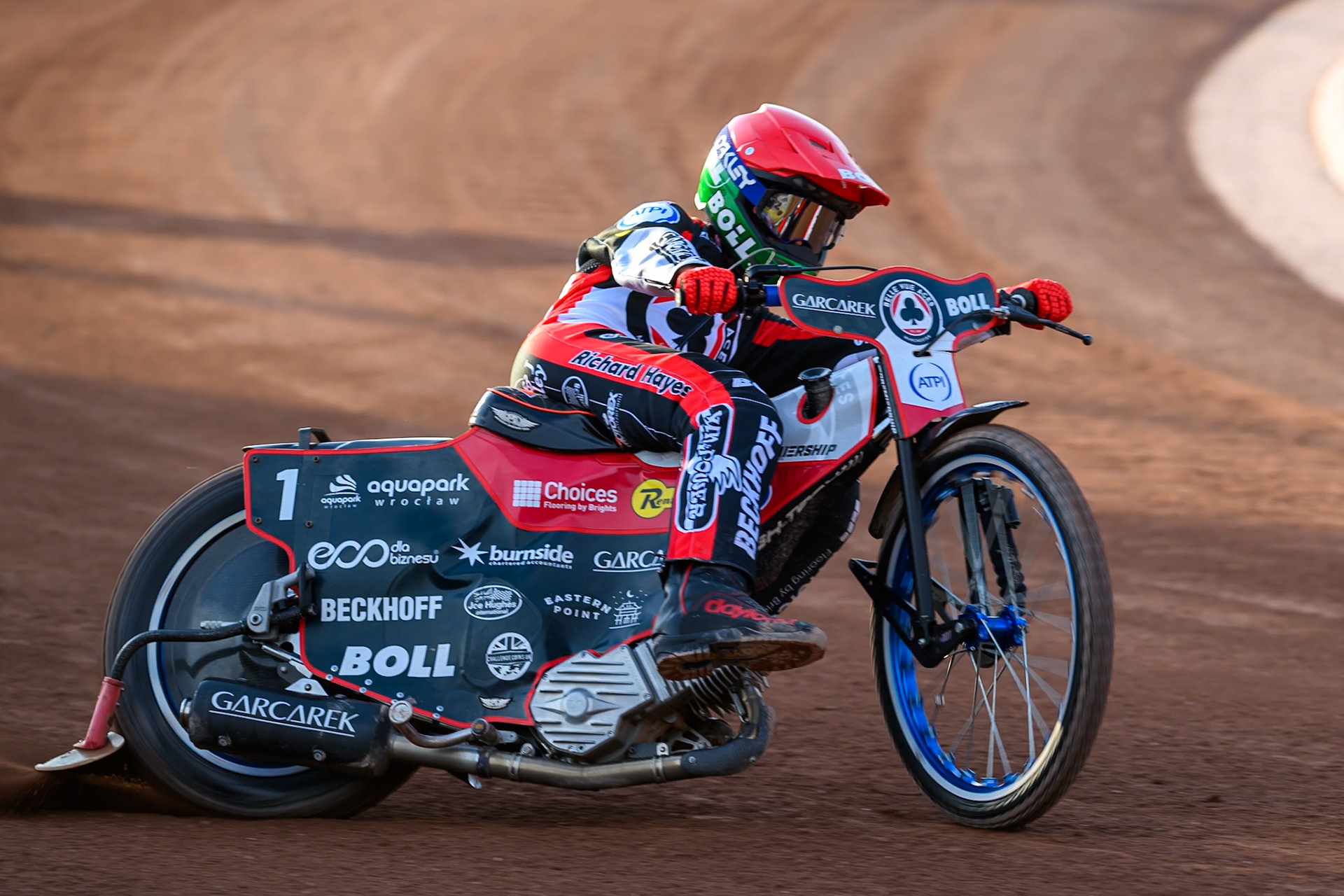 Brady Kurtz of Belle Vue Aces in action during the Rowe Motor Oil Premiership match between Belle Vue Aces and Ipswich Witches at the National Speedway Stadium, Manchester on Saturday 20th June 2026. (Photo: Ian Charles | MI News)
