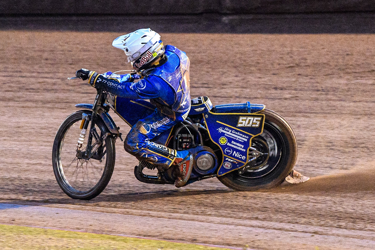 Robert Lambert in action for King’s Lynn MacInnes Stars during the Sports Insure Premiership match between Belle Vue Aces and King's Lynn Stars at the National Speedway Stadium, Manchester on Monday 21st August 2023. (Photo: Ian Charles | MI News)