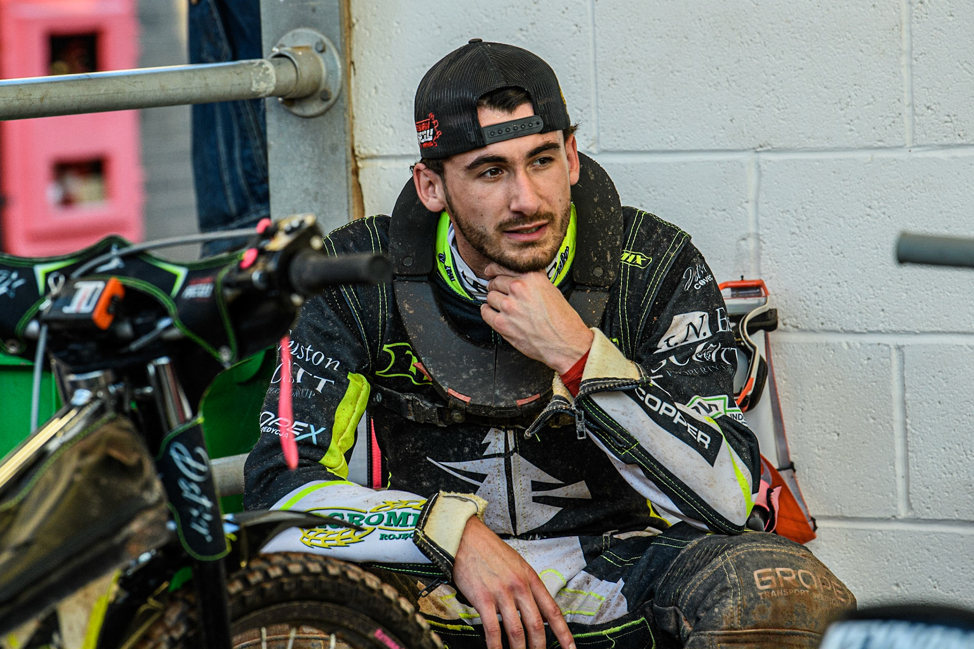 Keynan Rew in the pits during the Sports Insure Premiership match between Belle Vue Aces and Ipswich Witches at the National Speedway Stadium, Manchester on Monday 5th June 2023. (Photo: Ian Charles | MI News)