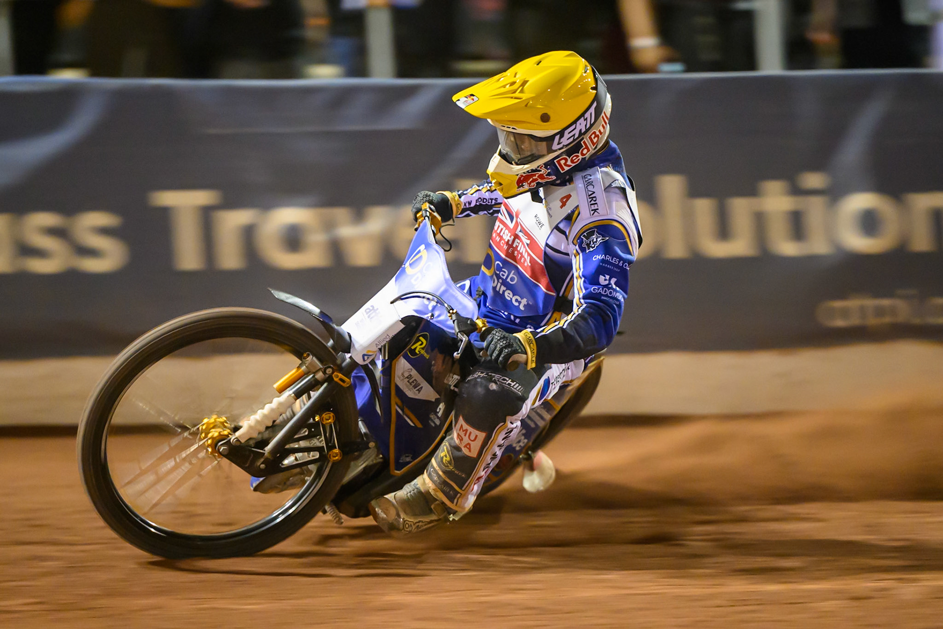 Robert Lambert (4)  leads the Grand Final during the Cab Direct British Speedway Championship Final at the National Speedway Stadium, Manchester on Saturday 15th August 2026. (Photo: Ian Charles | MI News)