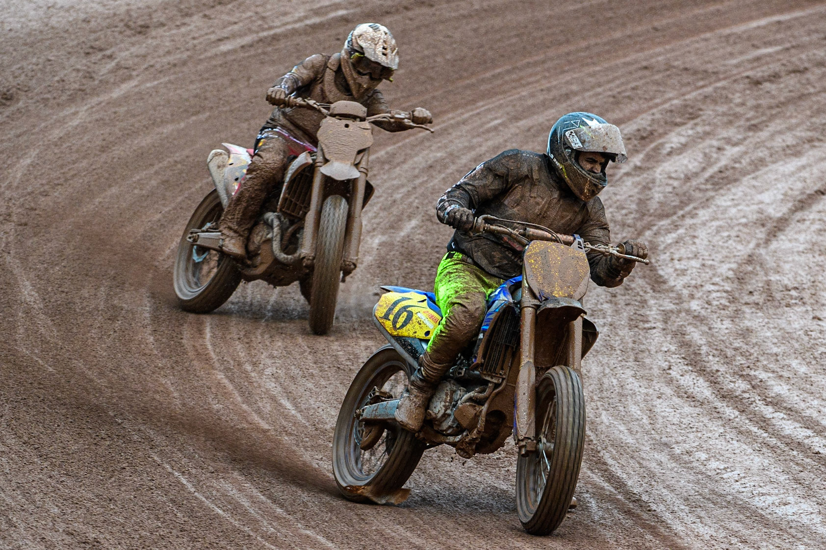 Santagio Arangio (16) from Argentina in action  during the FIM World Flat Track Championship Round 1 at the National Speedway Stadium, Manchester on Saturday 5th August 2023. (Photo: Ian Charles | MI News)