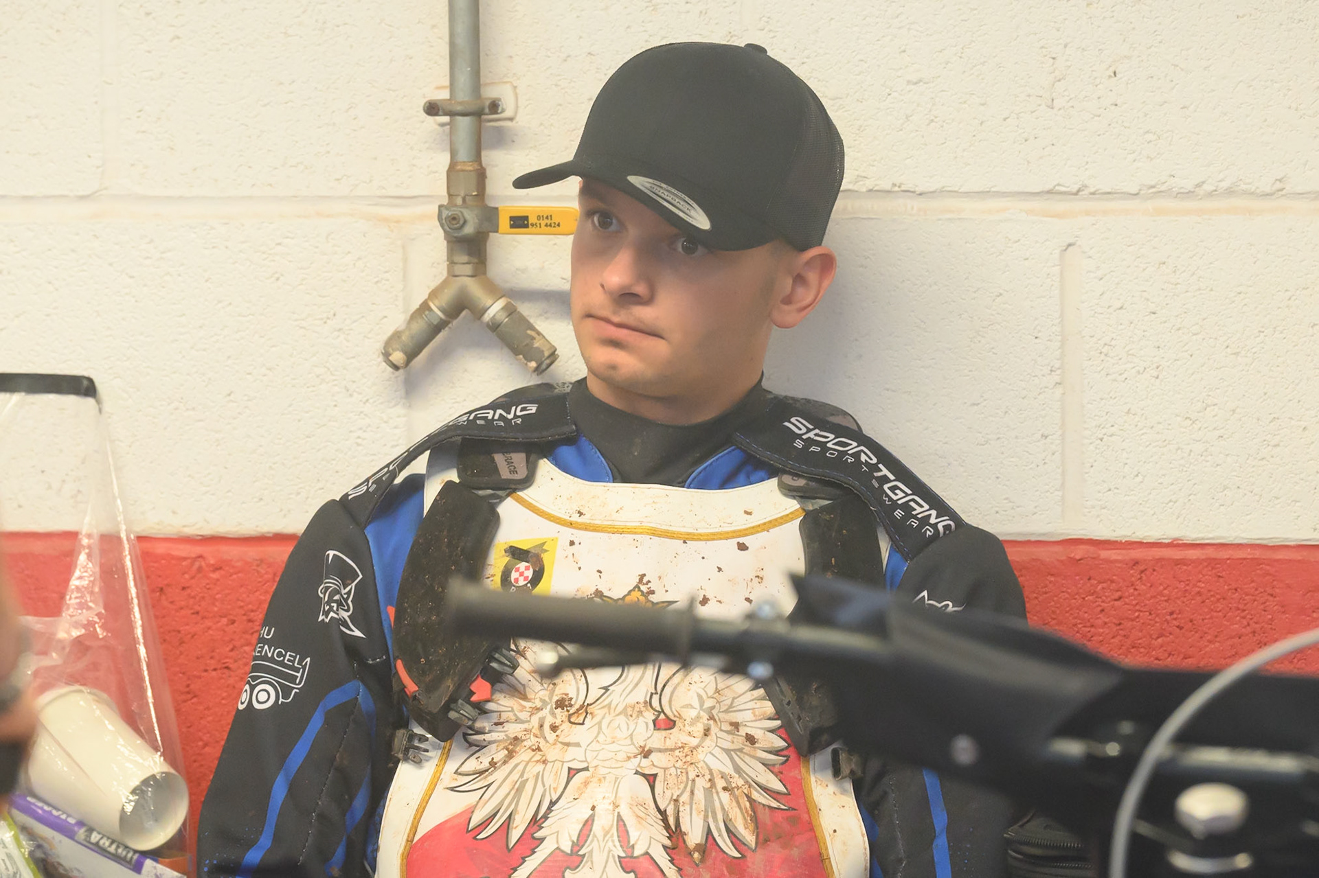 Antoni Mencel of Poland in the pits during the FIM SGP2 Qualifying Round at the Peugeot Ashfield Stadium in Glasgow on Saturday 24th May 2025. (Photo: Ian Charles | MI News)